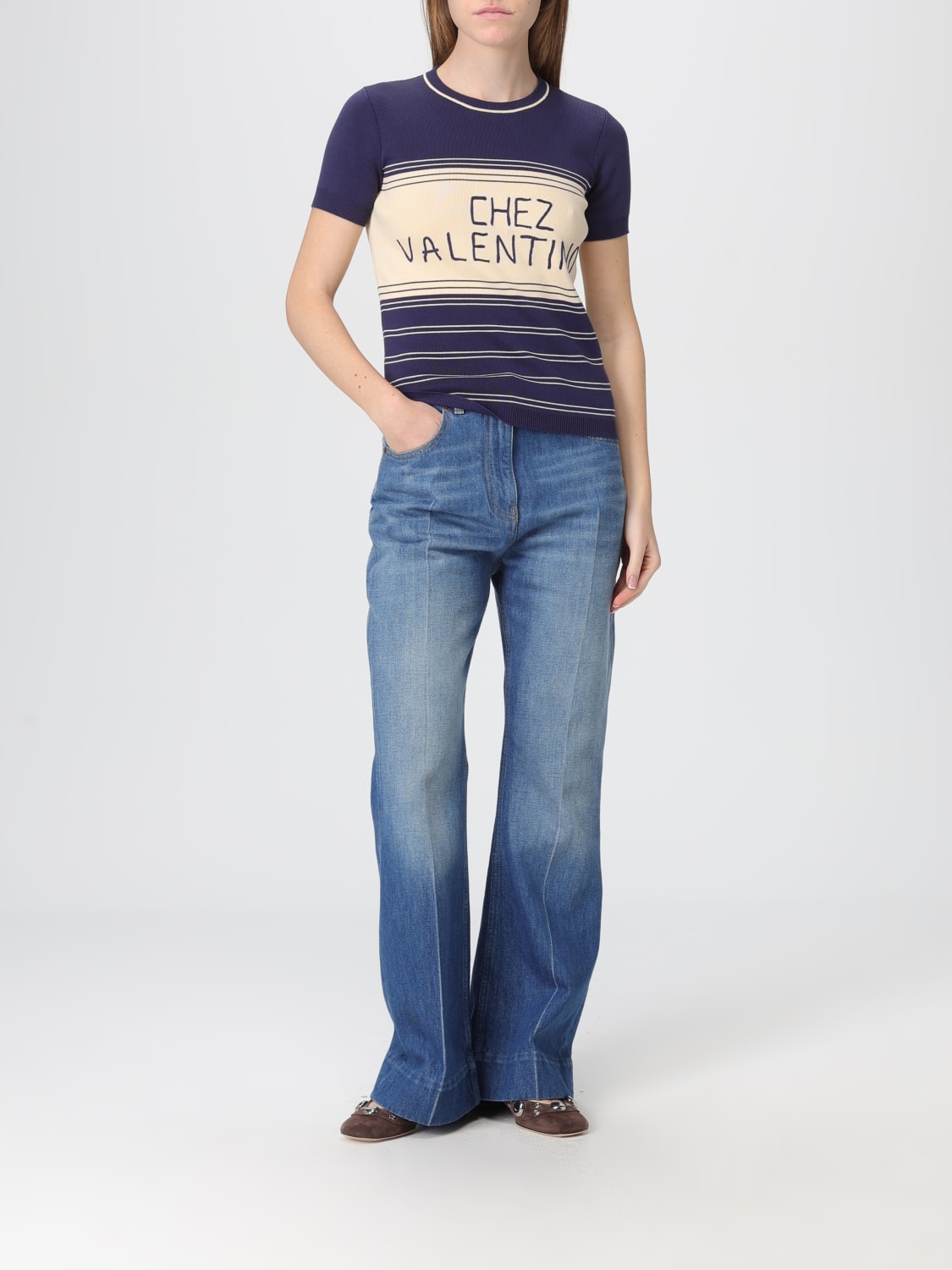 VALENTINO SWEATER: T-shirt woman Valentino, Blue - Img 2