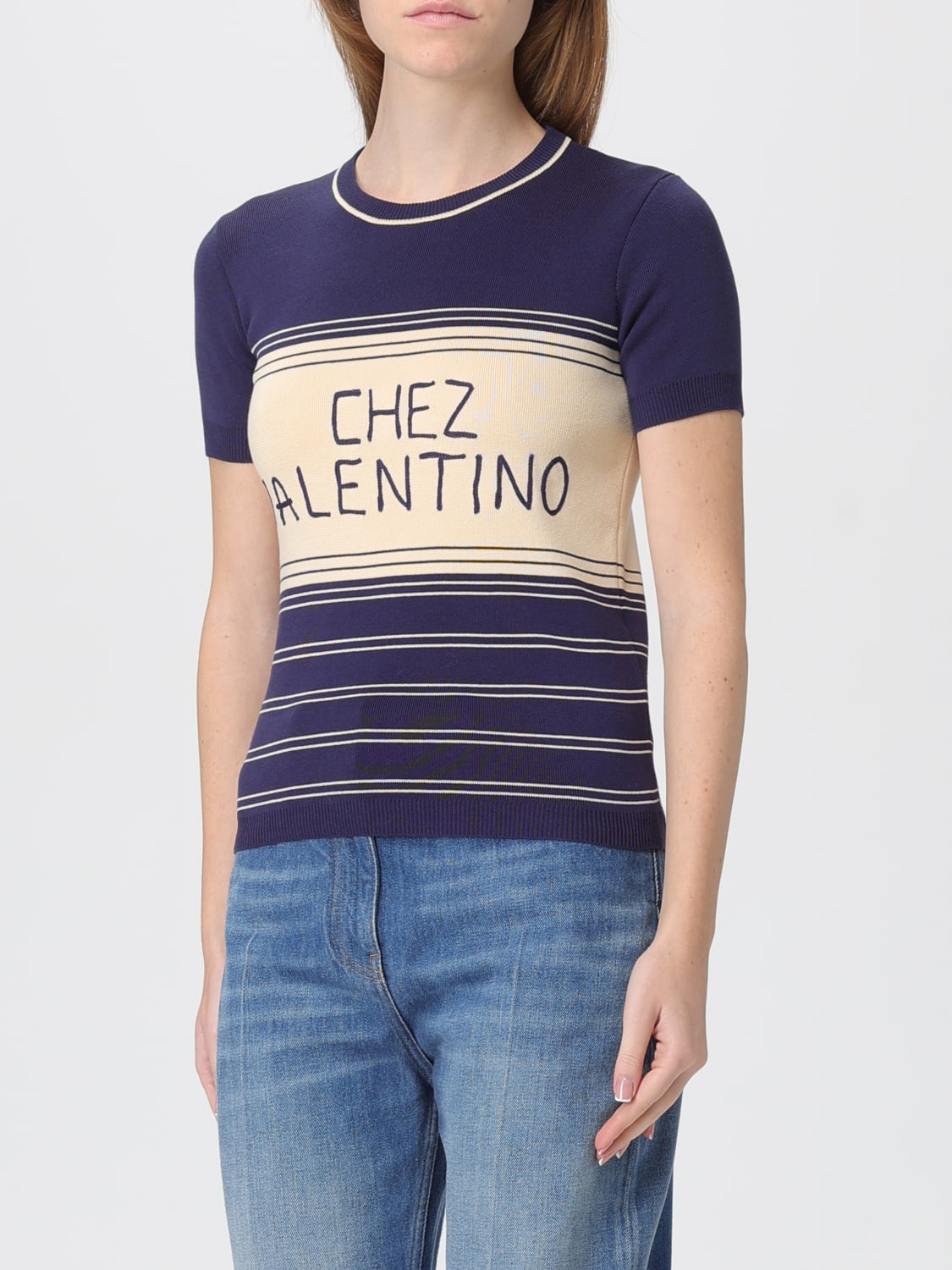 VALENTINO SWEATER: T-shirt woman Valentino, Blue - Img 4