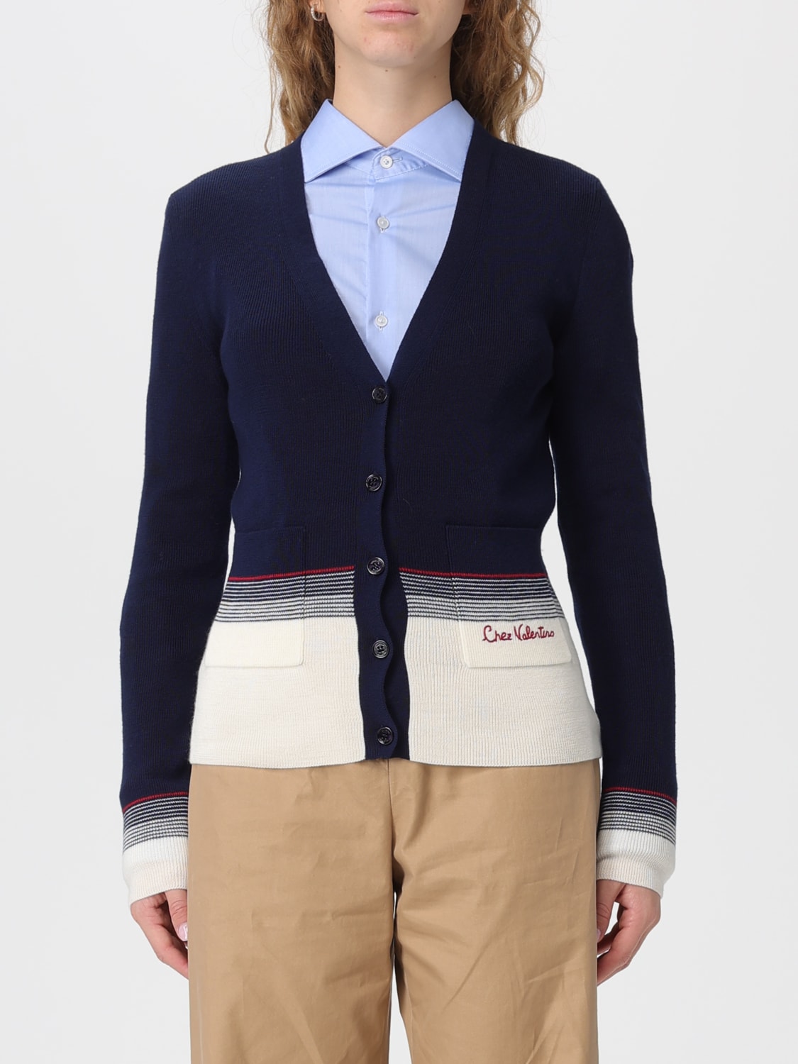 VALENTINO SWEATER: Cardigan woman Valentino, Blue - Img 1