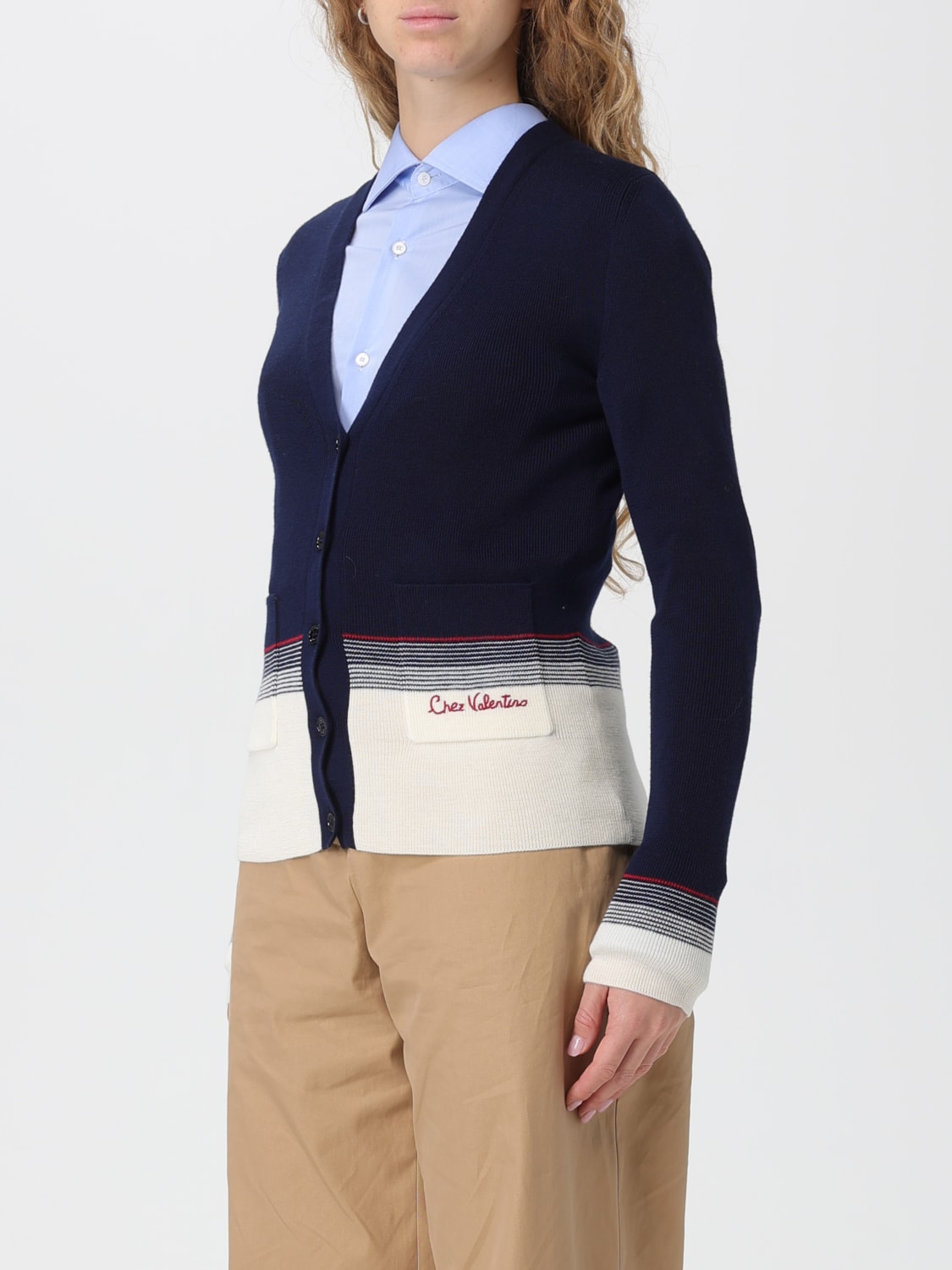 VALENTINO SWEATER: Cardigan woman Valentino, Blue - Img 4