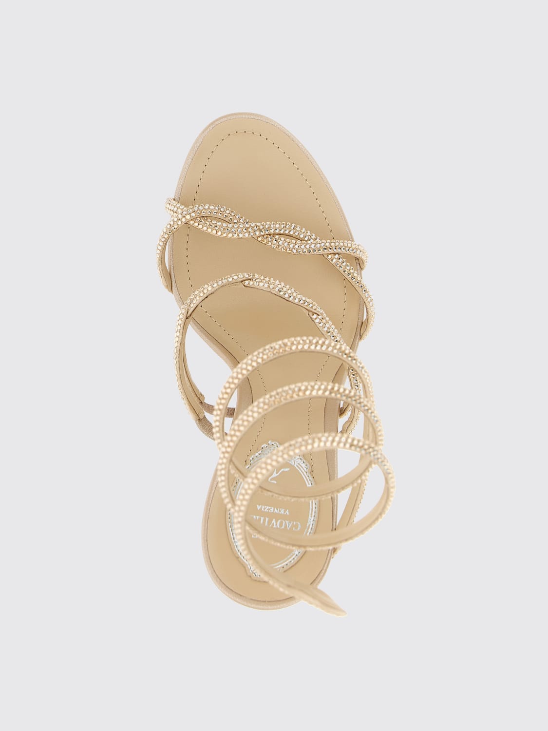 RENE CAOVILLA HEELED SANDAL: Flat sandals woman Rene Caovilla, Beige - Img 4