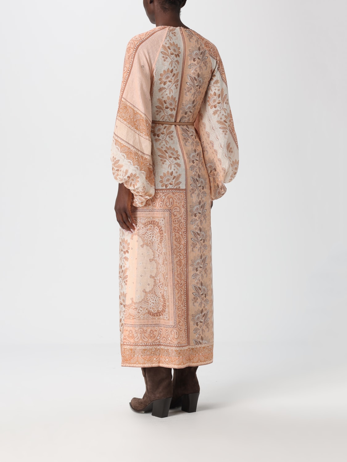 ZIMMERMANN ABITO: Abito tunica Zimmermann in lino con stampa etnica , Rosa - Img 2