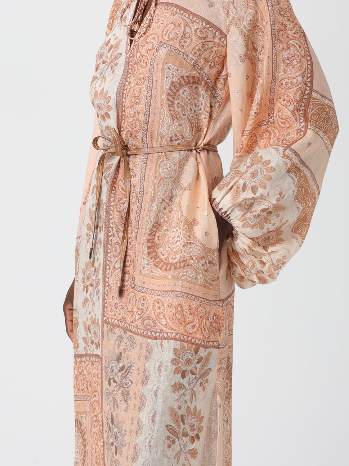 ZIMMERMANN ABITO: Abito tunica Zimmermann in lino con stampa etnica , Rosa - Img 3