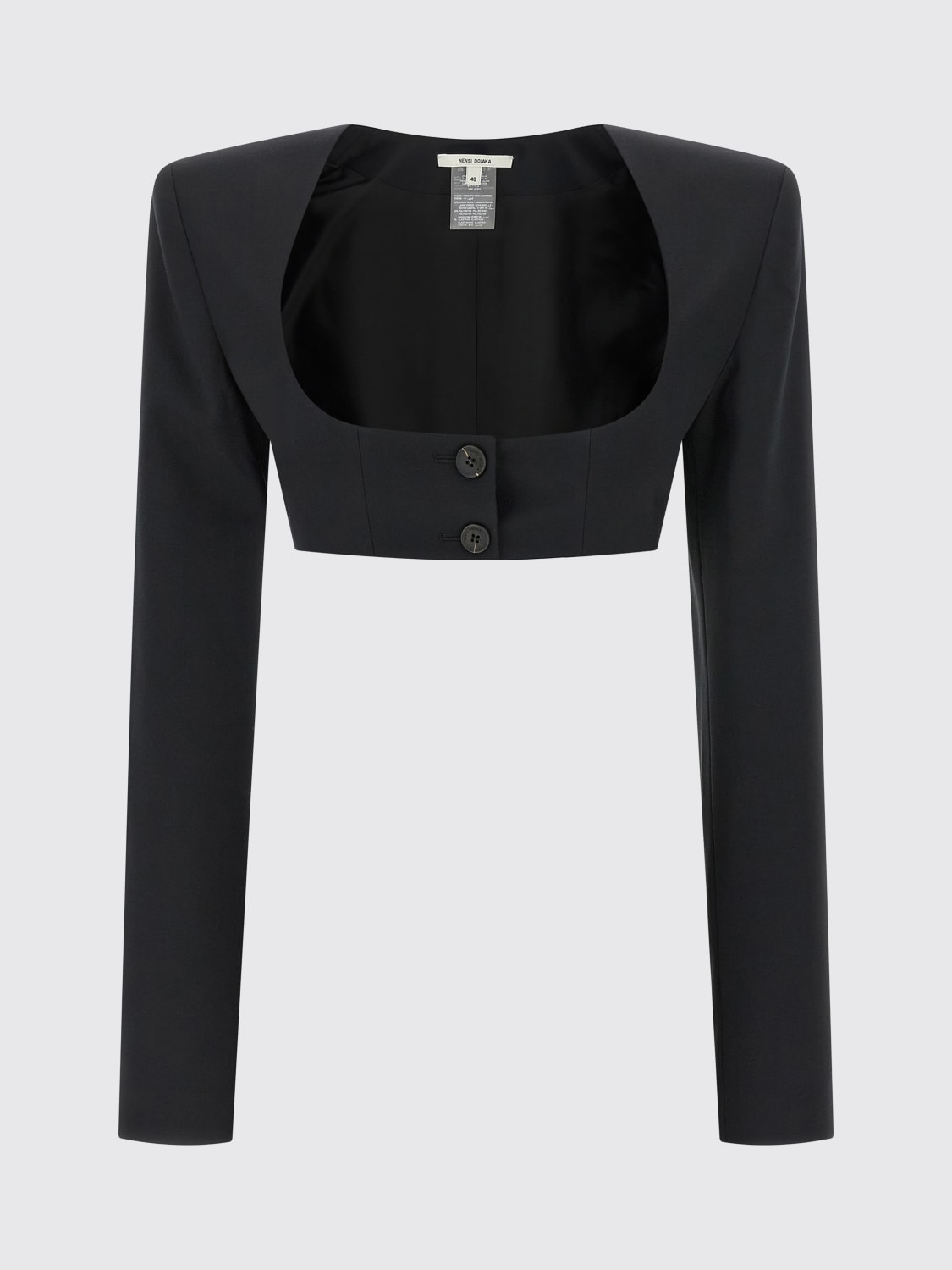 NENSI DOJAKA GIACCA: Giacca cropped in misto lana Nensi Dojaka, Nero - Img 1