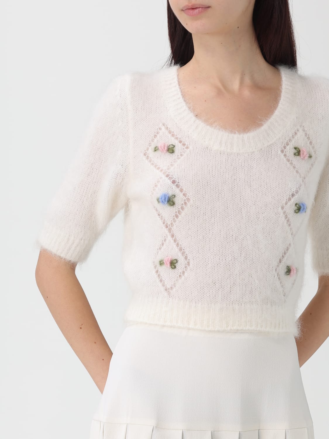 ALESSANDRA RICH JERSEY: Cárdigan mujer Alessandra Rich, Blanco - Img 4