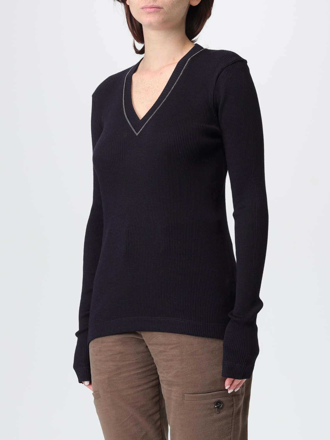 BRUNELLO CUCINELLI JERSEY: Jersey mujer Brunello Cucinelli, Azul Oscuro - Img 4