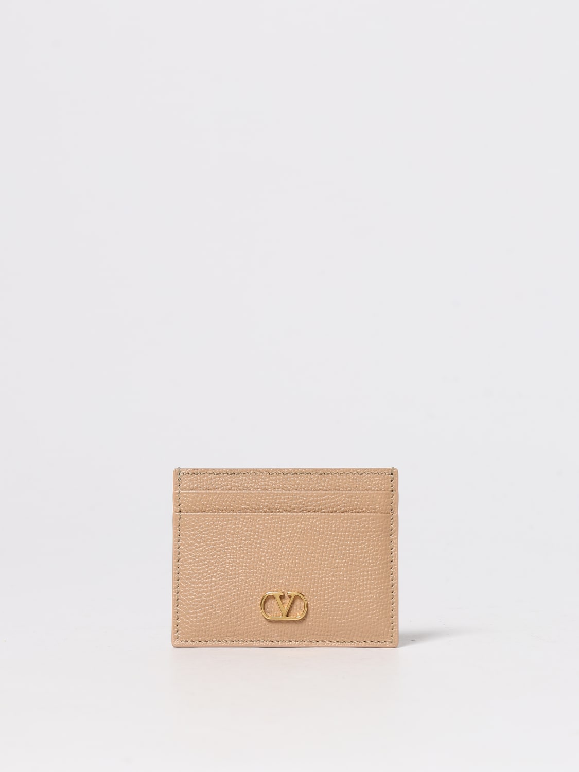 VALENTINO GARAVANI PORTAFOGLIO: Portacarte in pelle di vitello VLogo Valentino Garavani, Rosa - Img 1