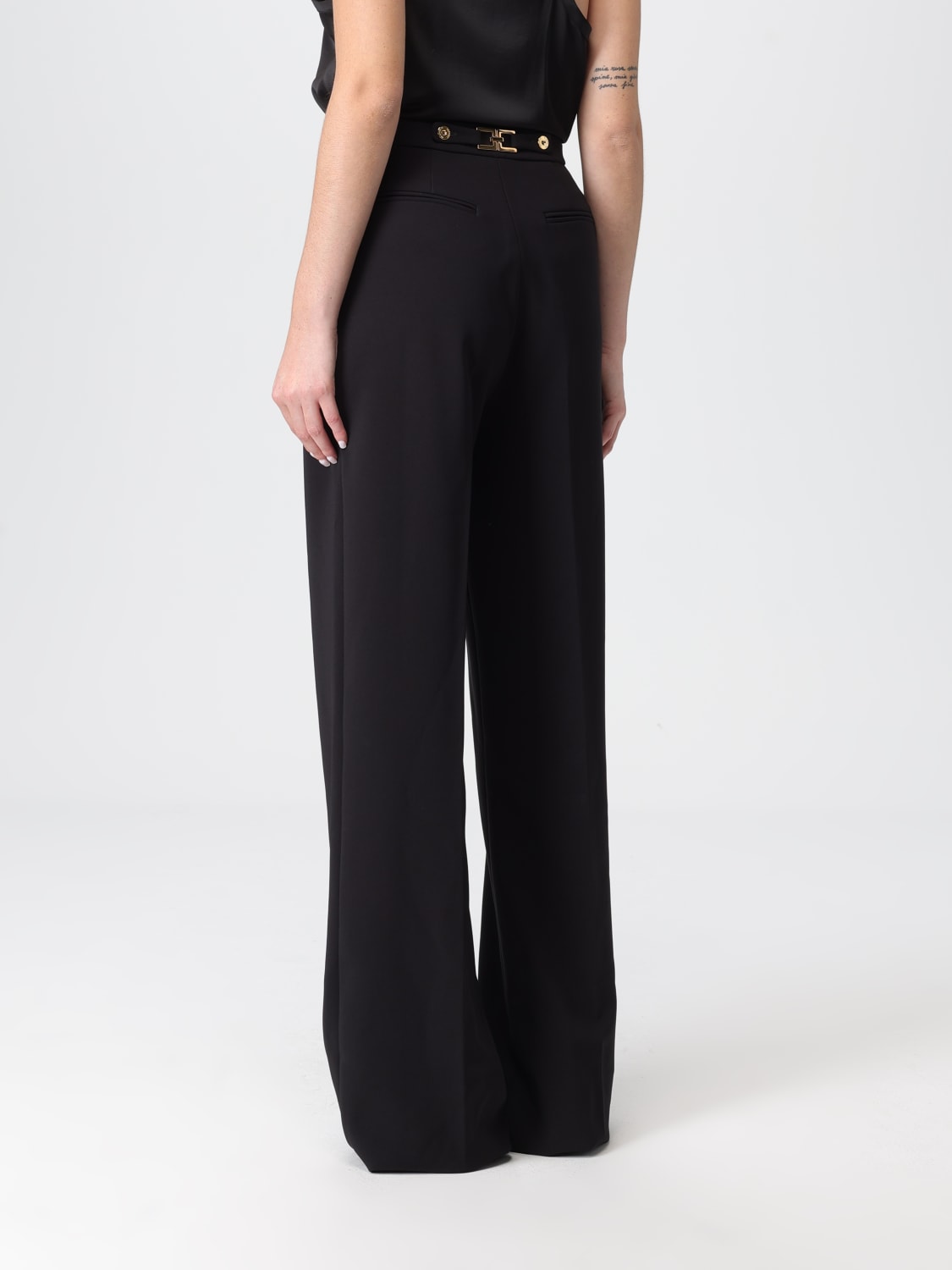ELISABETTA FRANCHI PANTALONI: Pantalone Elisabetta Franchi in crêpe, Nero - Img 2