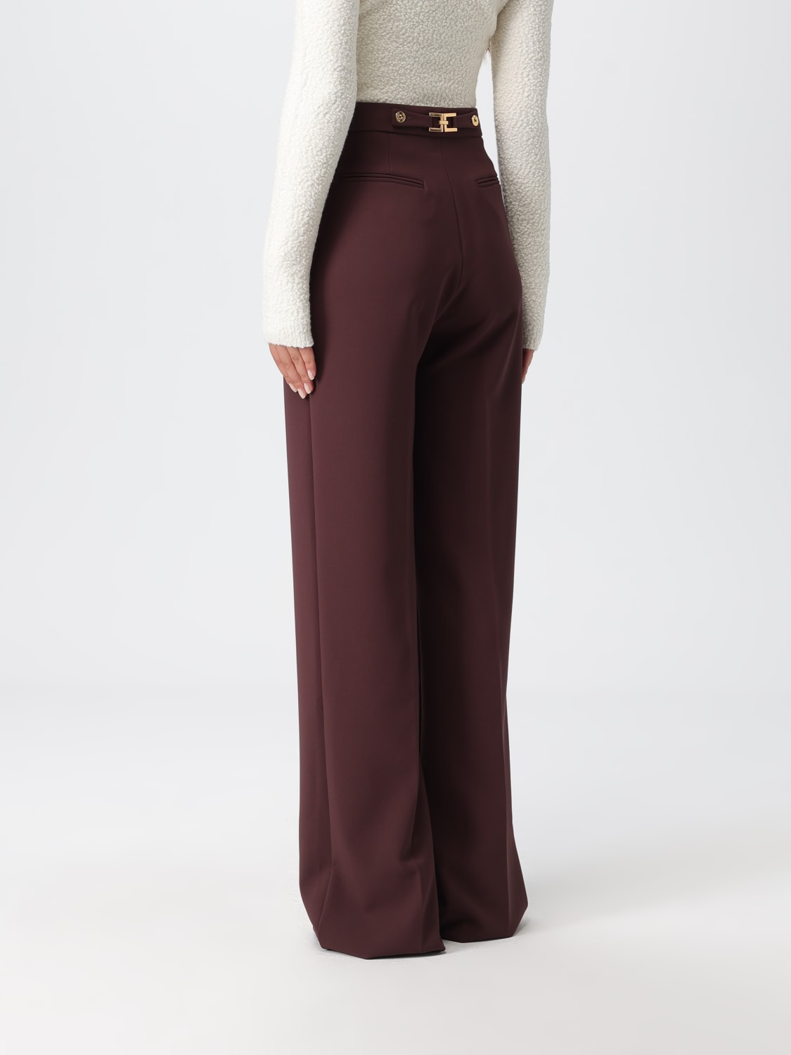 ELISABETTA FRANCHI PANTALONI: Pantalone Elisabetta Franchi in crêpe, Vino - Img 2