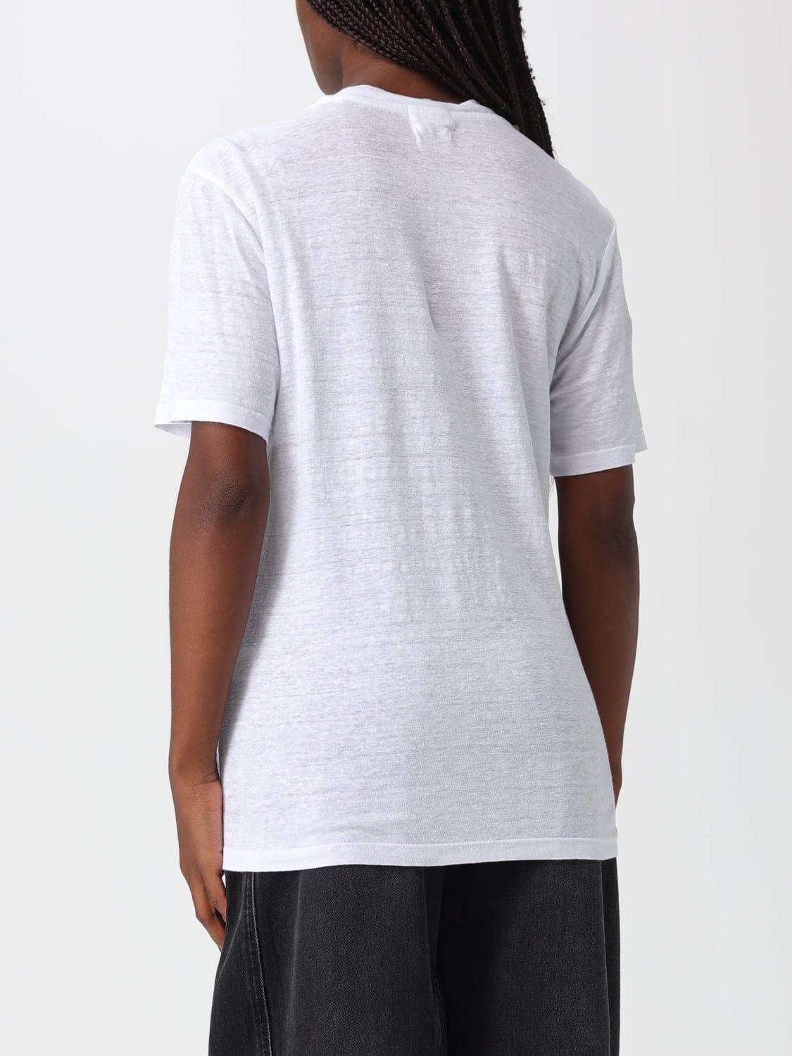 ISABEL MARANT ETOILE T-SHIRTS: T-shirt in lino con logo Isabel Marant Etoile, Bianco - Img 2