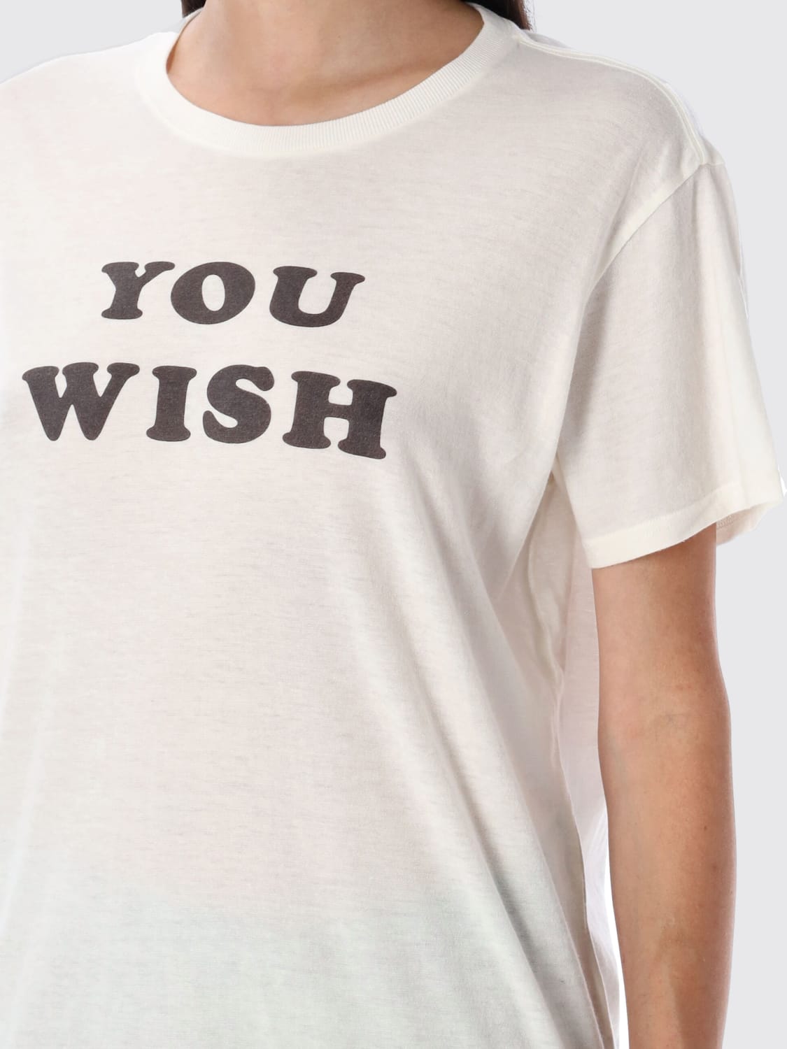 R13 T-SHIRTS: T-shirt in cotone e cashmere con slogan R13, Beige - Img 3