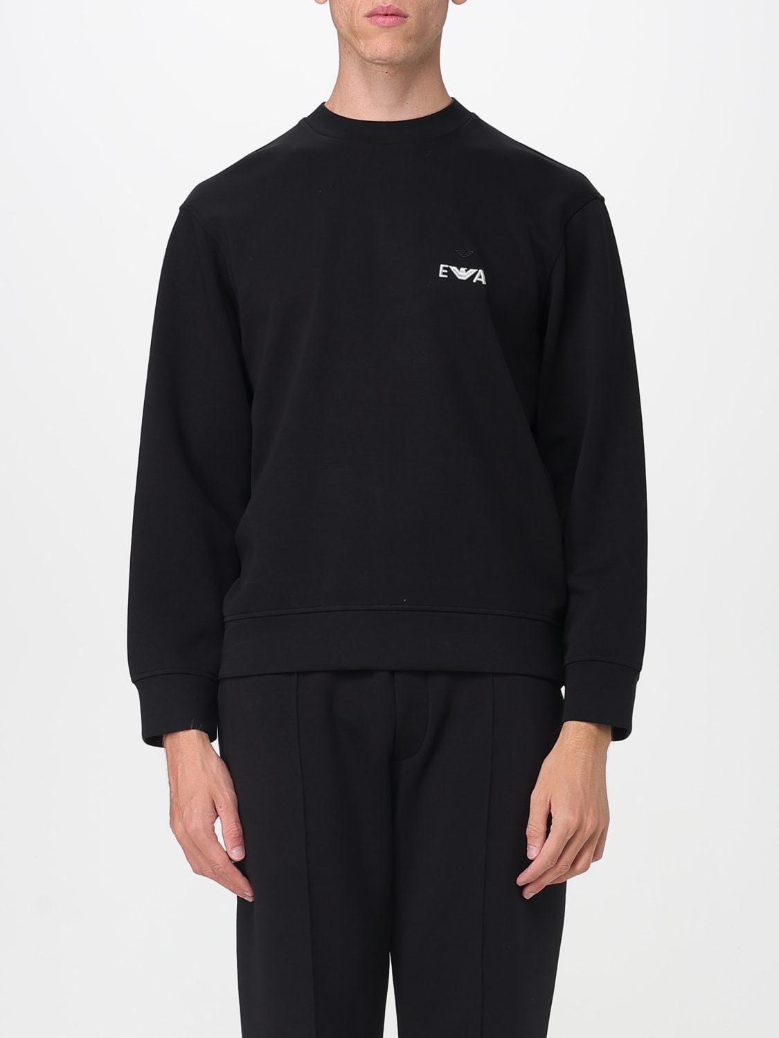 EMPORIO ARMANI FELPA: Felpa basoc Emporio Armani in cotone organico , Nero - Img 1