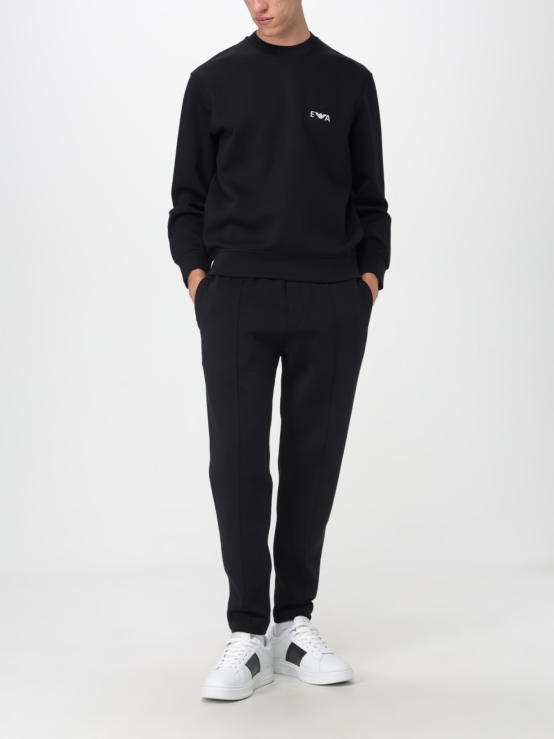 EMPORIO ARMANI FELPA: Felpa basoc Emporio Armani in cotone organico , Nero - Img 2