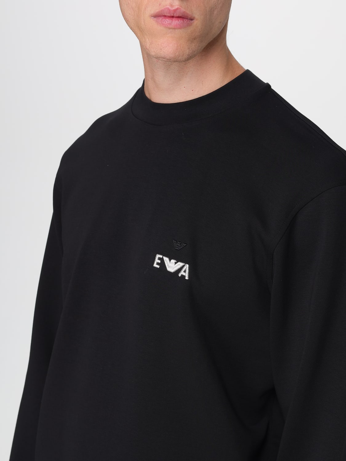 EMPORIO ARMANI FELPA: Felpa basoc Emporio Armani in cotone organico , Nero - Img 4