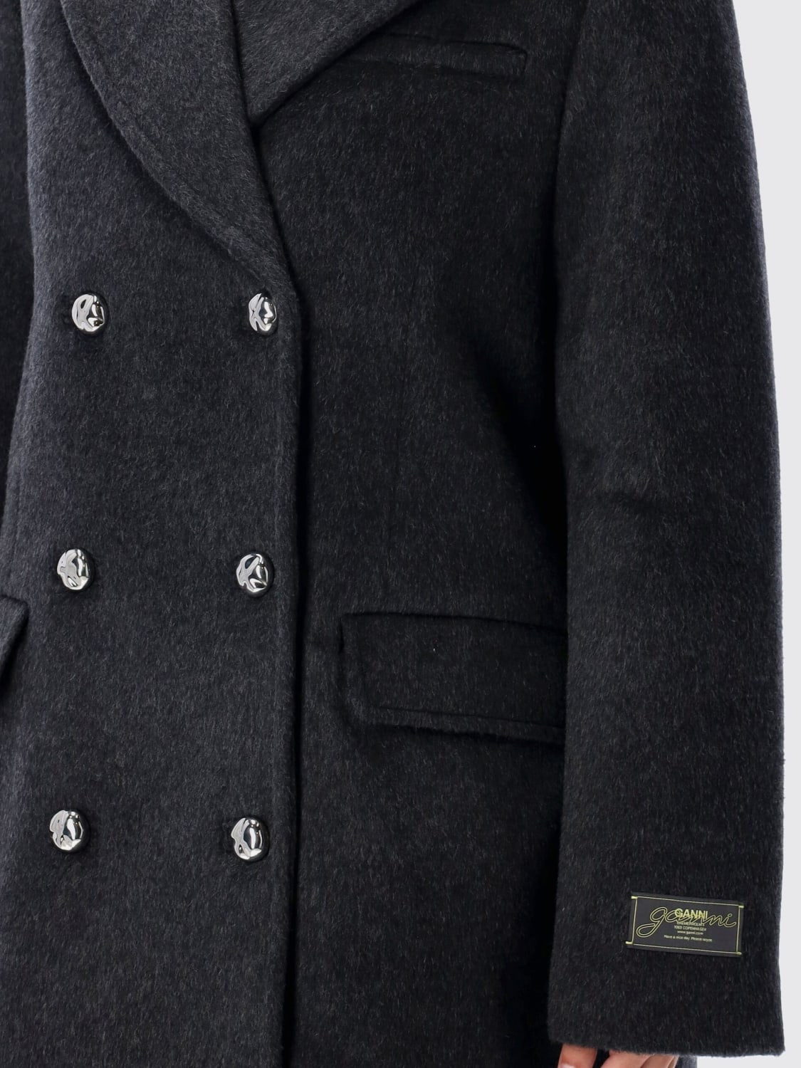 GANNI COAT: Coat woman Ganni, Grey - Img 3