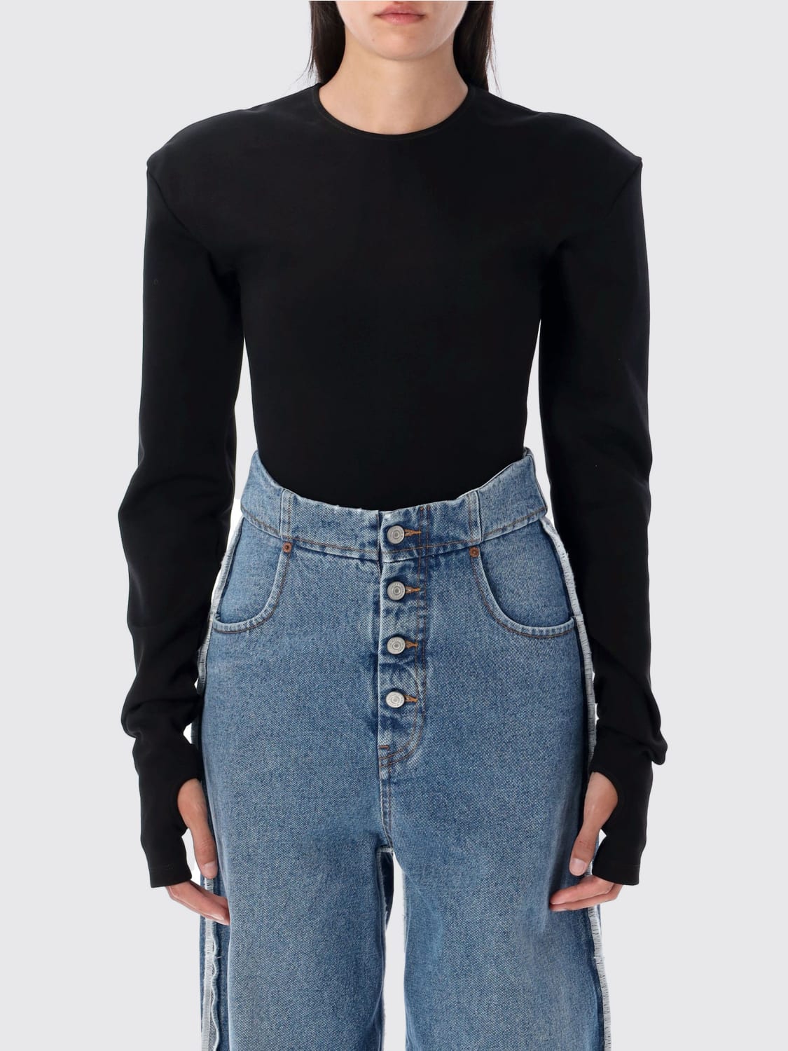 MM6 MAISON MARGIELA TOP: Bodysuit woman Mm6 Maison Margiela, Black - Img 1