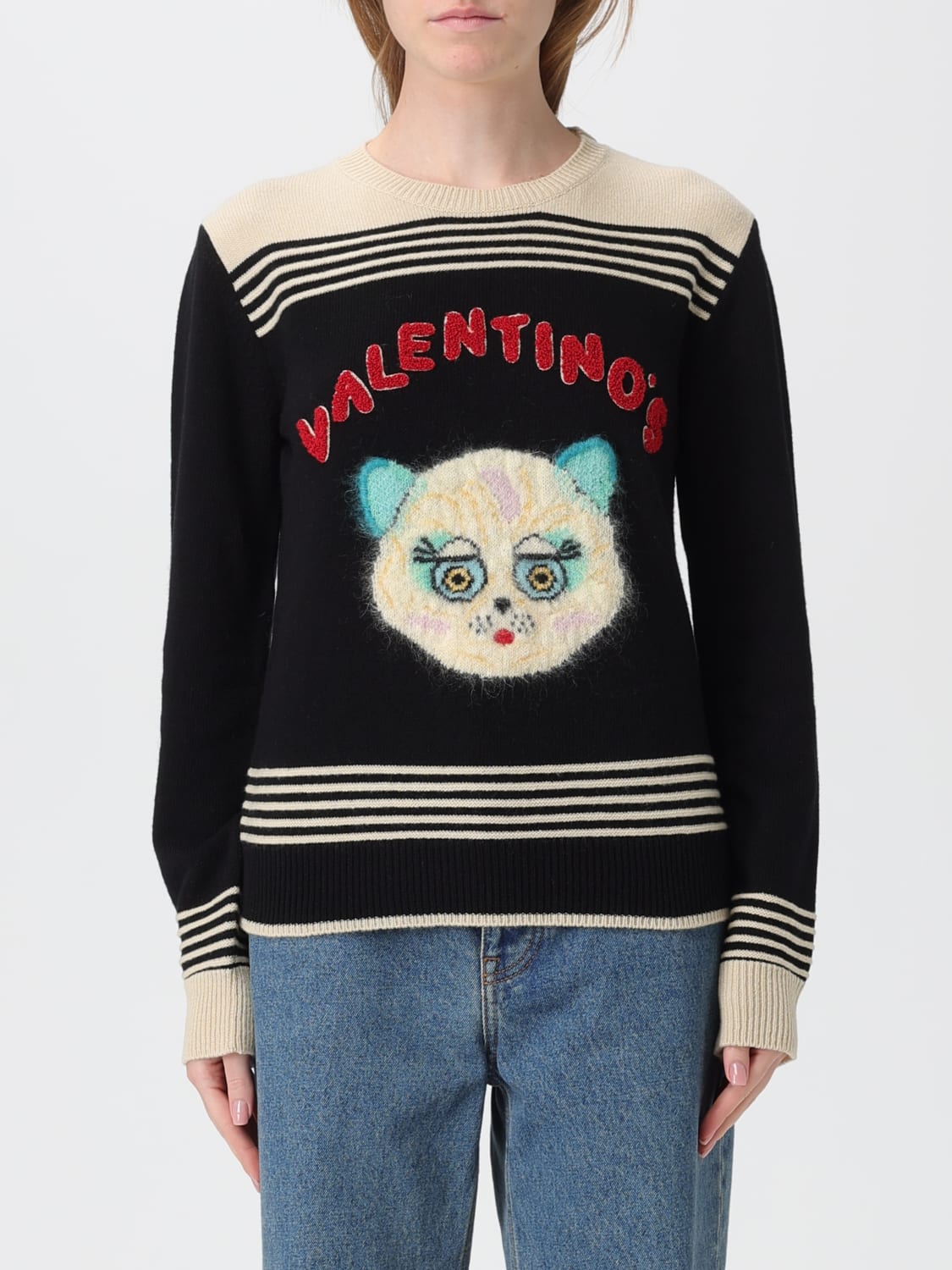 VALENTINO MAGLIA: Pullover Valentino in cotone , Nero - Img 1