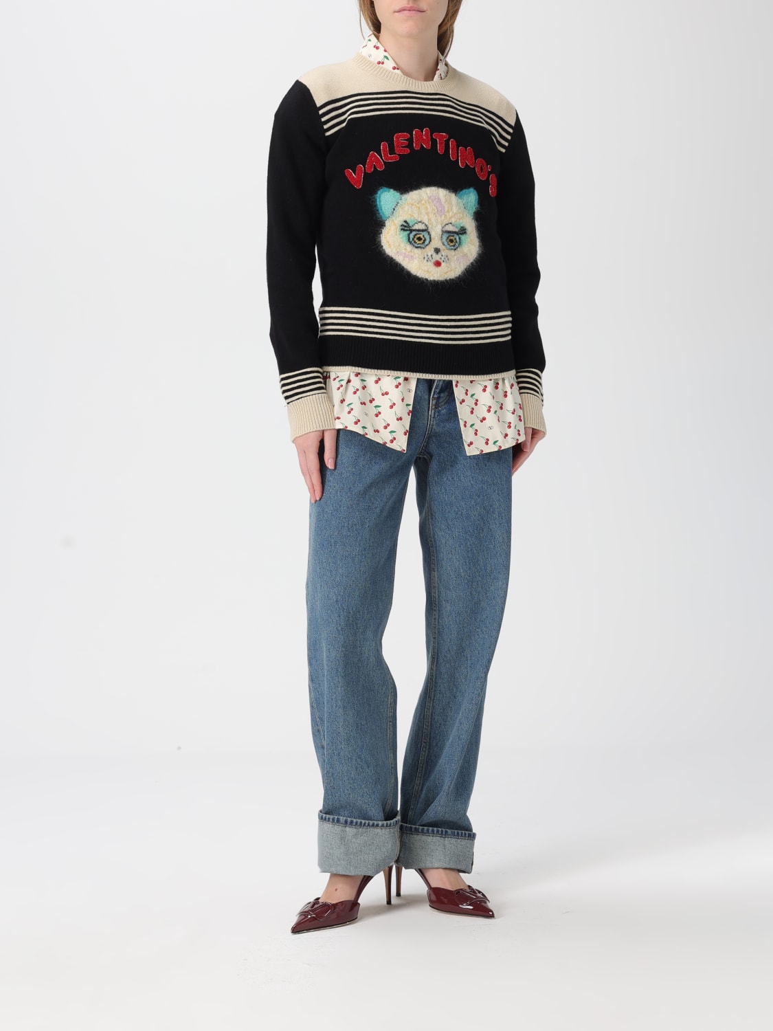 VALENTINO MAGLIA: Pullover Valentino in cotone , Nero - Img 2