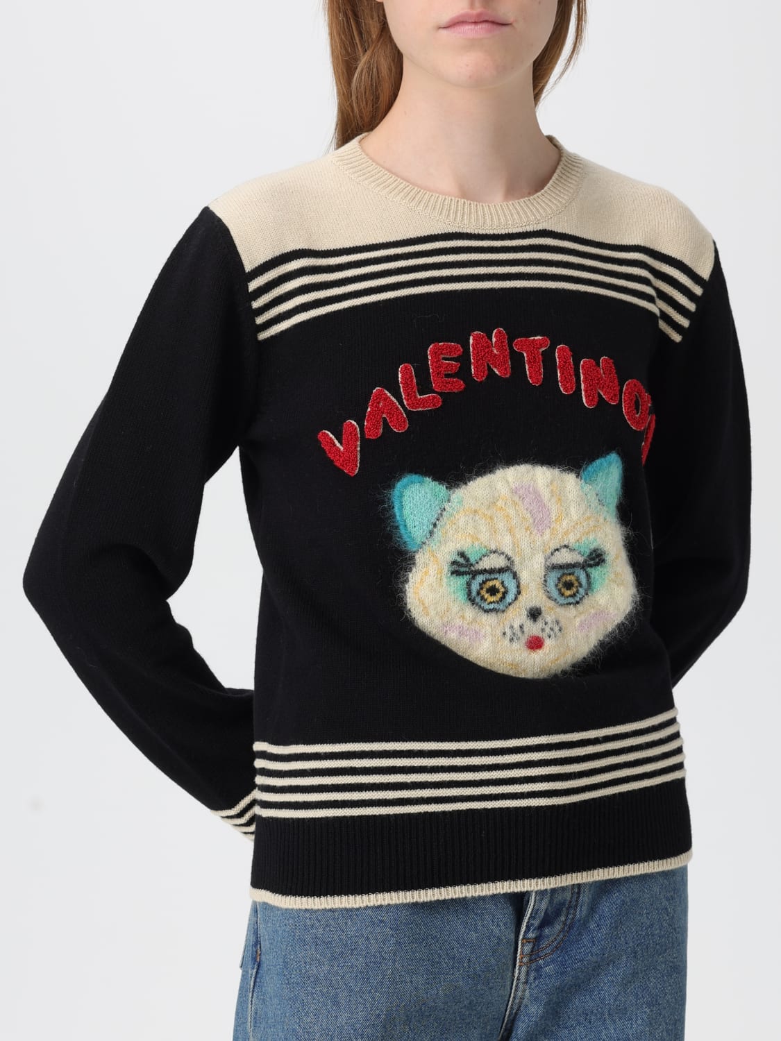 VALENTINO MAGLIA: Pullover Valentino in cotone , Nero - Img 5