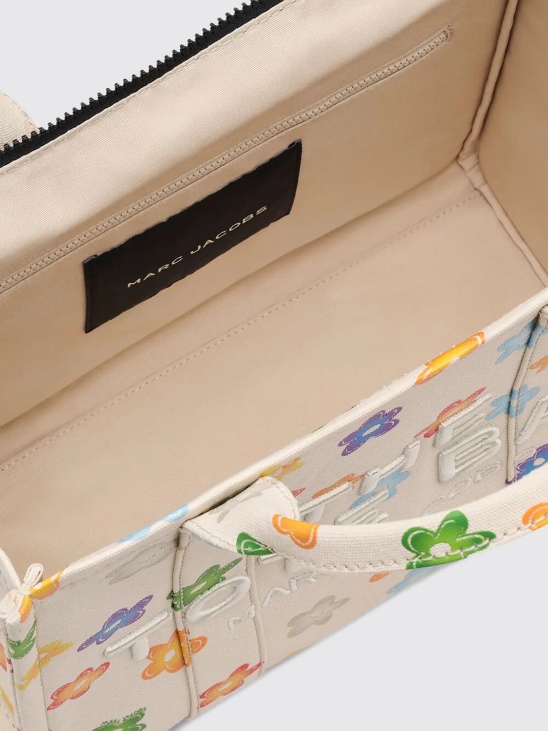MARC JACOBS BORSA A MANO: Borsa The Wild Daisy Canvas Marc Jacobs in cotone stampato , Bianco - Img 5