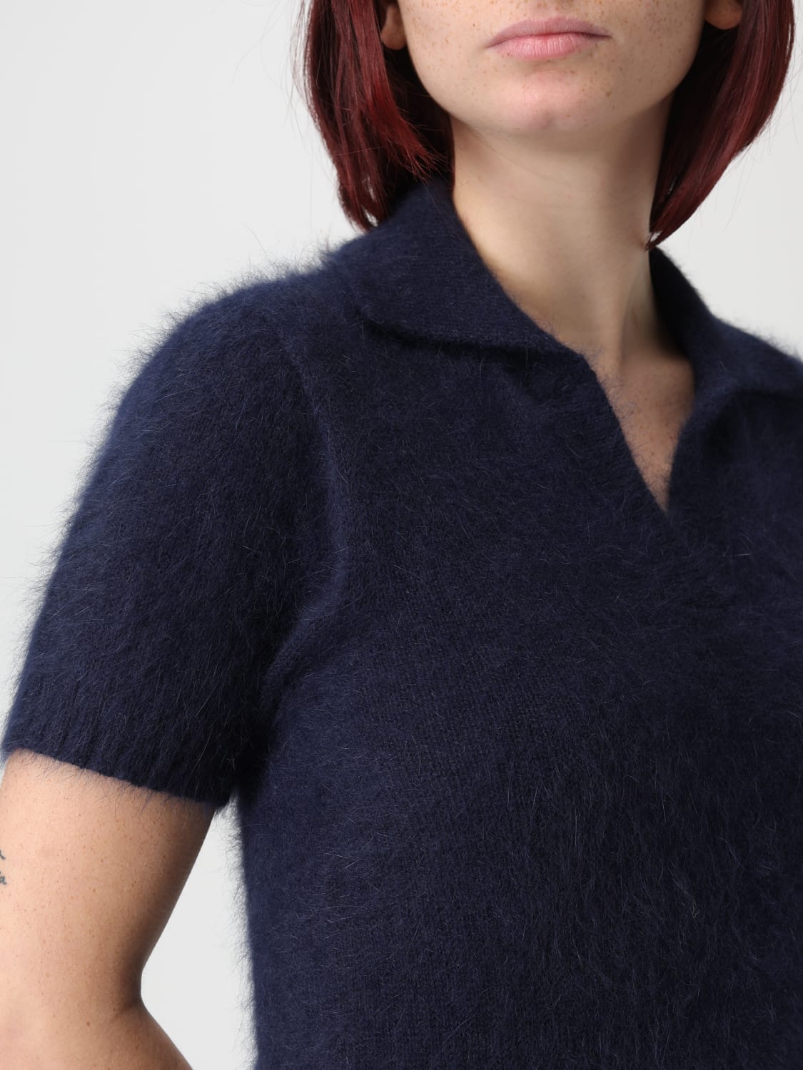 ROBERTO COLLINA POLO SHIRT: Sweater woman Roberto Collina, Blue - Img 3
