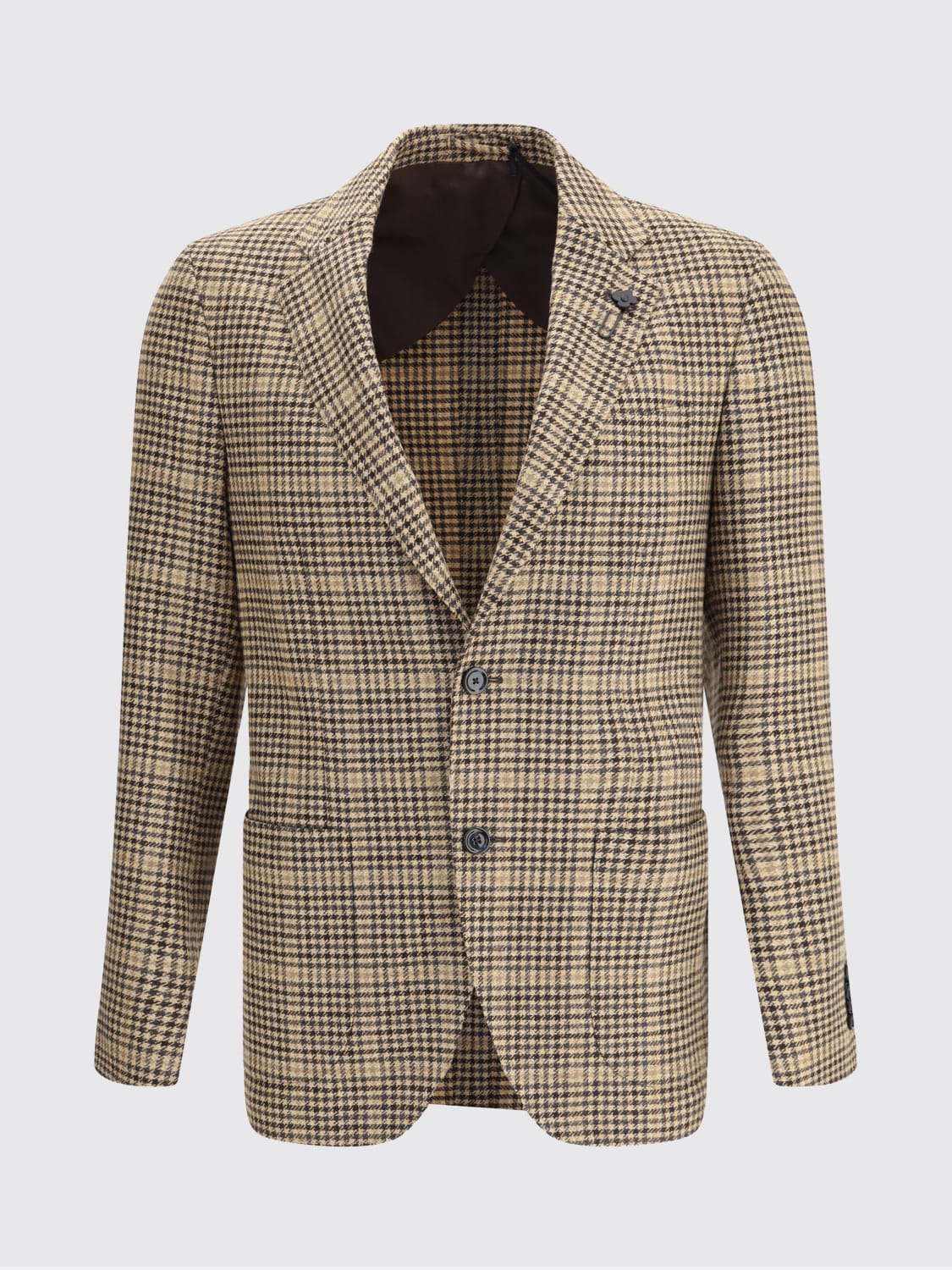 LARDINI GIACCA: Blazer in lana a quadretti Lardini, Beige - Img 1