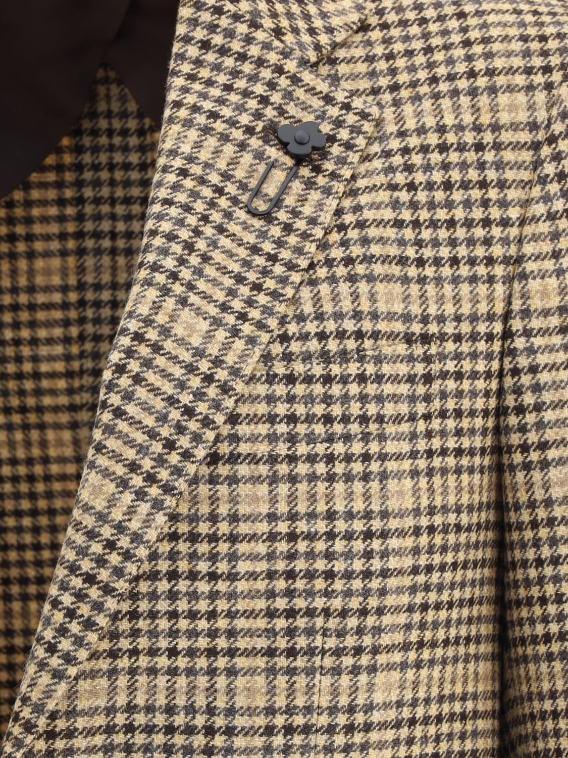 LARDINI GIACCA: Blazer in lana a quadretti Lardini, Beige - Img 3