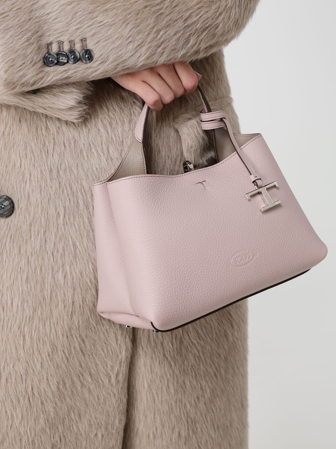 TOD'S BORSA A MANO: Borsa a mano in pelle di vitello a grana Tod's, Rosa - Img 2