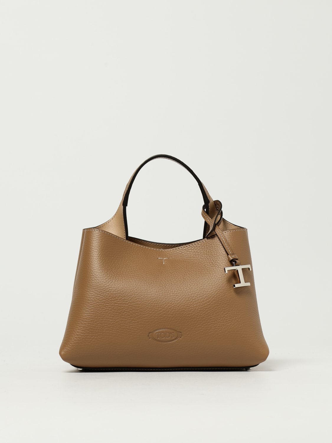 TOD'S BORSA A MANO: Borsa a mano in pelle di vitello a grana Tod's, Beige - Img 1