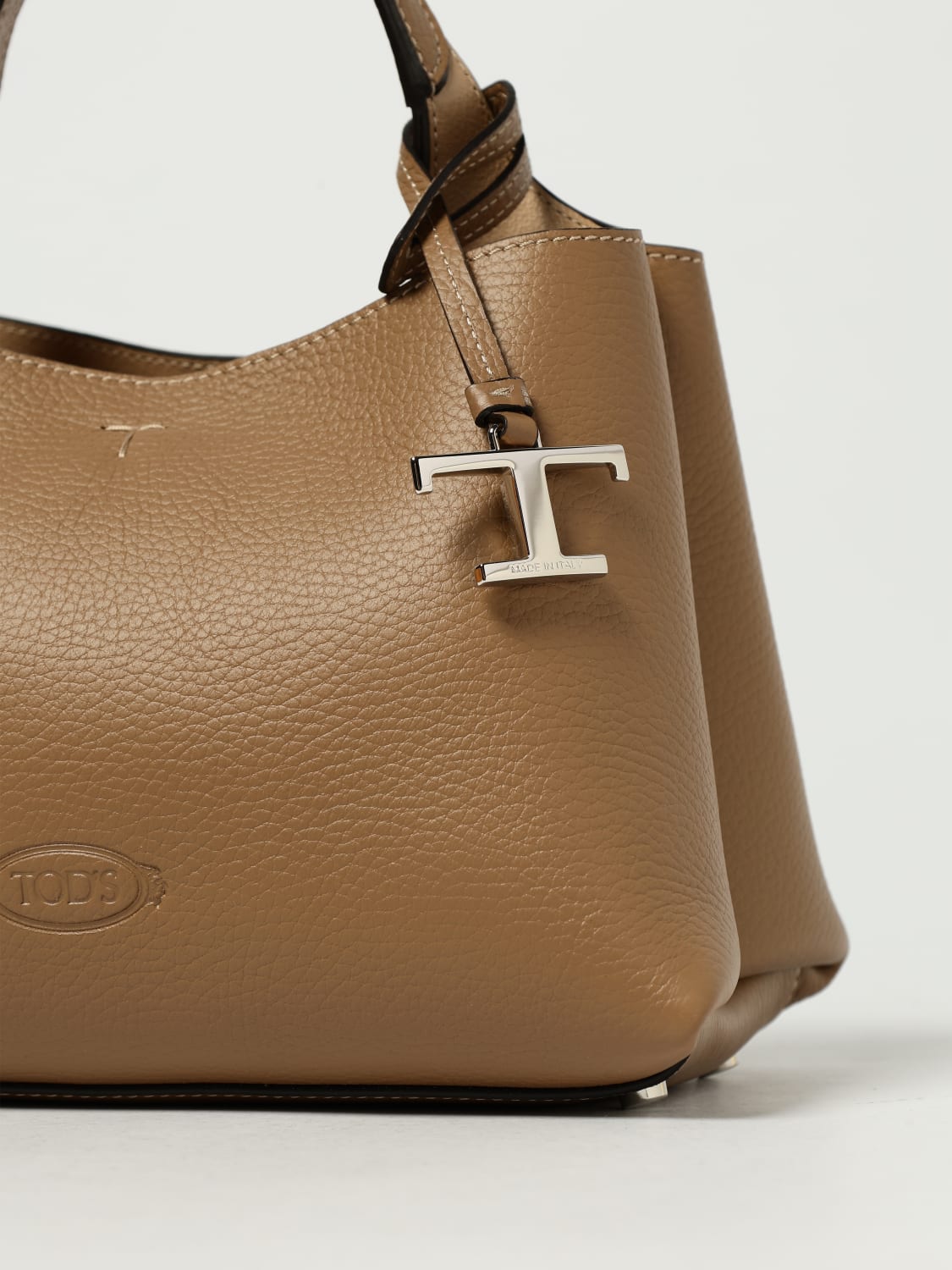TOD'S BORSA A MANO: Borsa a mano in pelle di vitello a grana Tod's, Beige - Img 3