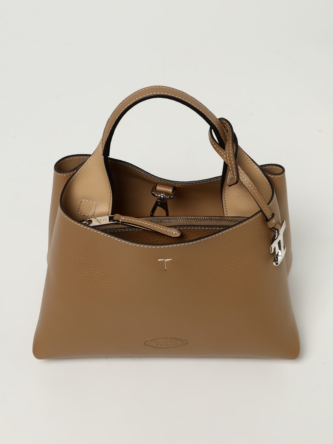 TOD'S BORSA A MANO: Borsa a mano in pelle di vitello a grana Tod's, Beige - Img 4