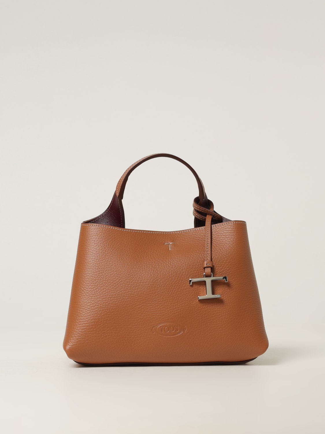 TOD'S BORSA A MANO: Borsa a mano in pelle di vitello a grana Tod's, Marrone - Img 1