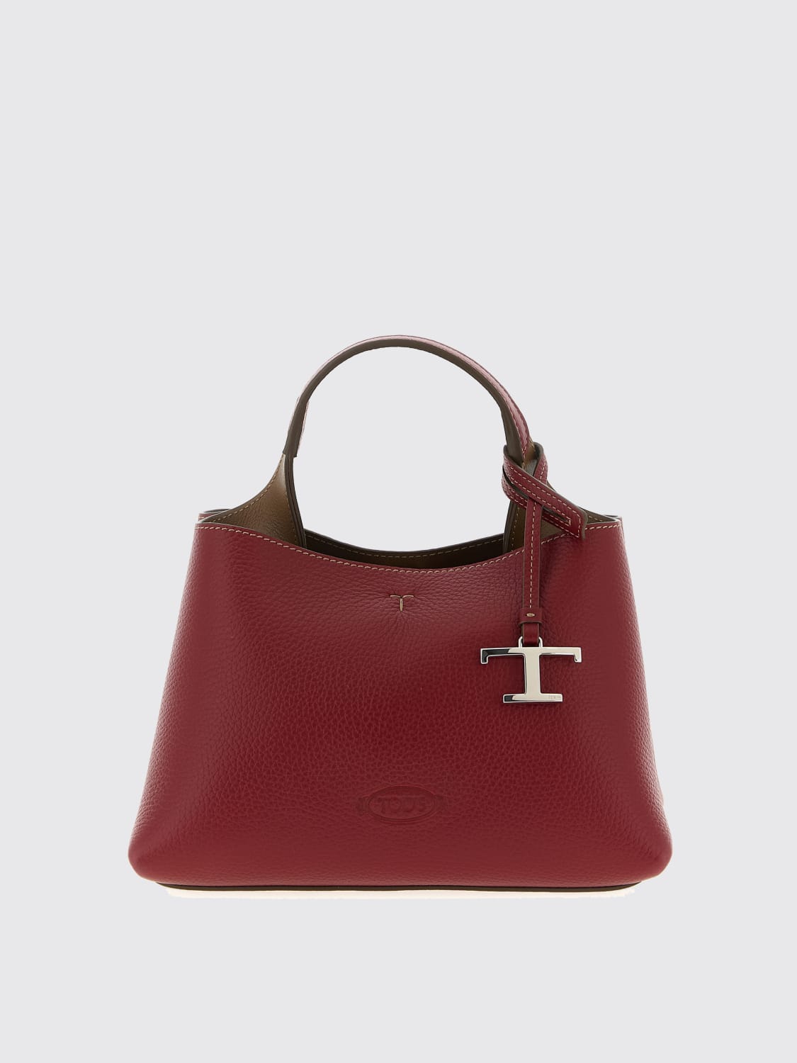 TOD'S BORSA A MANO: Borsa a mano in pelle di vitello a grana Tod's, Bordeaux - Img 1