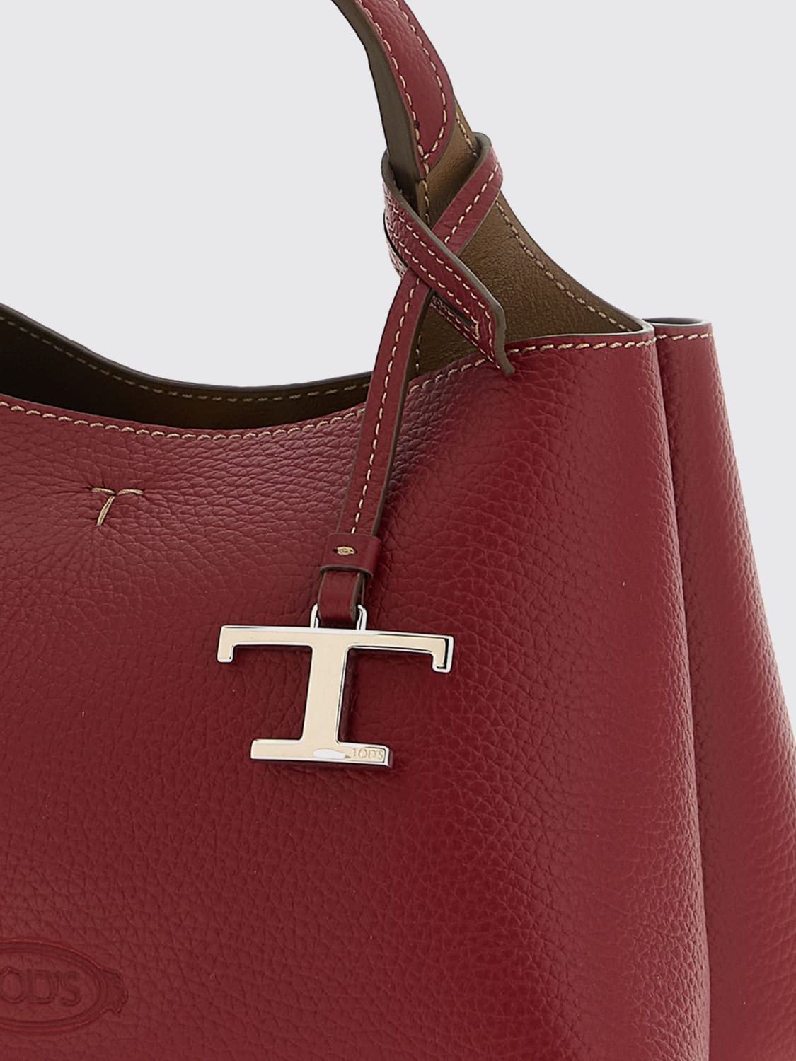 TOD'S BORSA A MANO: Borsa a mano in pelle di vitello a grana Tod's, Bordeaux - Img 3