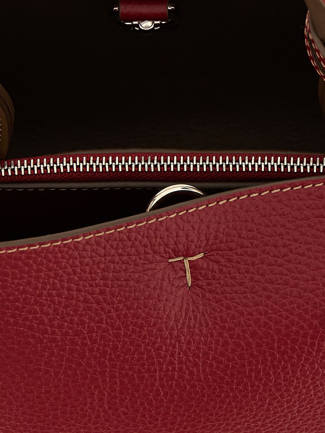 TOD'S BORSA A MANO: Borsa a mano in pelle di vitello a grana Tod's, Bordeaux - Img 4