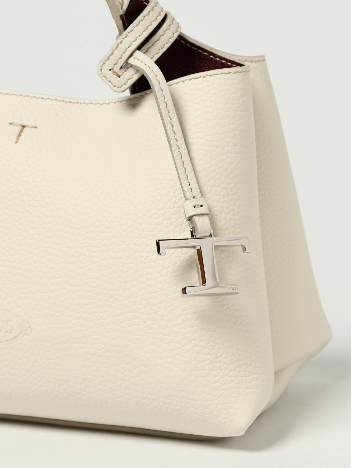 TOD'S BORSA A MANO: Borsa a mano in pelle di vitello a grana Tod's, Bianco 1 - Img 3