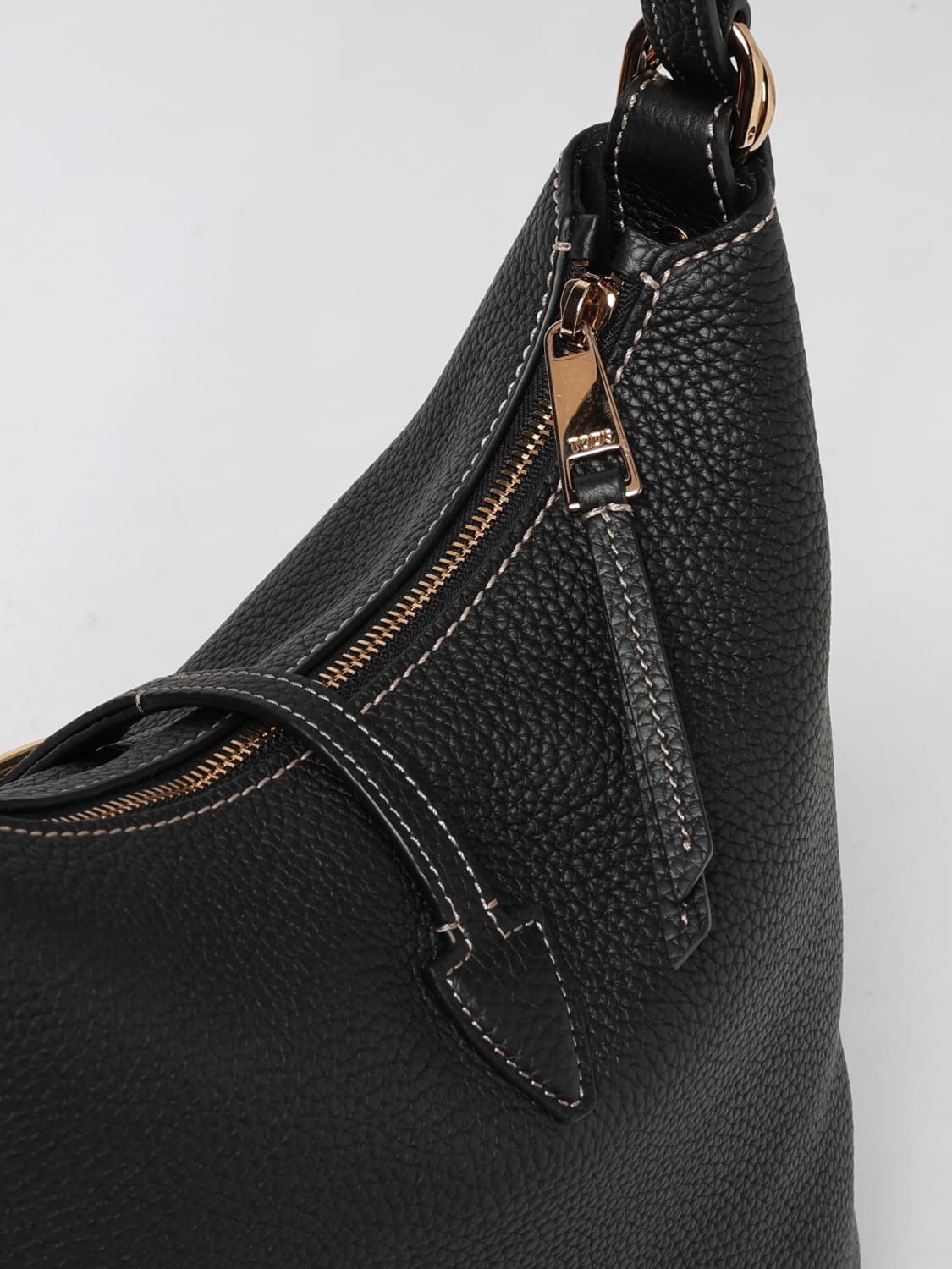TOD'S BORSA A SPALLA: Borsa a spalla in pelle a grana T Timeless Tod's, Nero - Img 3
