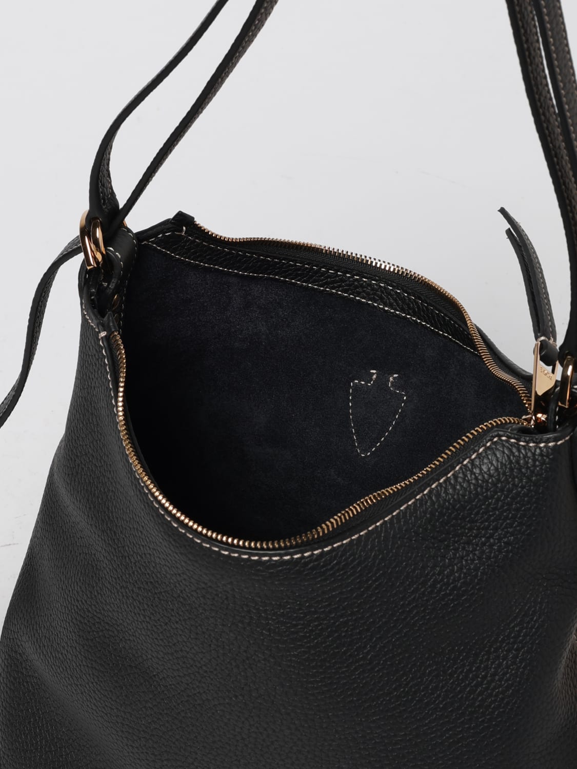 TOD'S BORSA A SPALLA: Borsa a spalla in pelle a grana T Timeless Tod's, Nero - Img 4