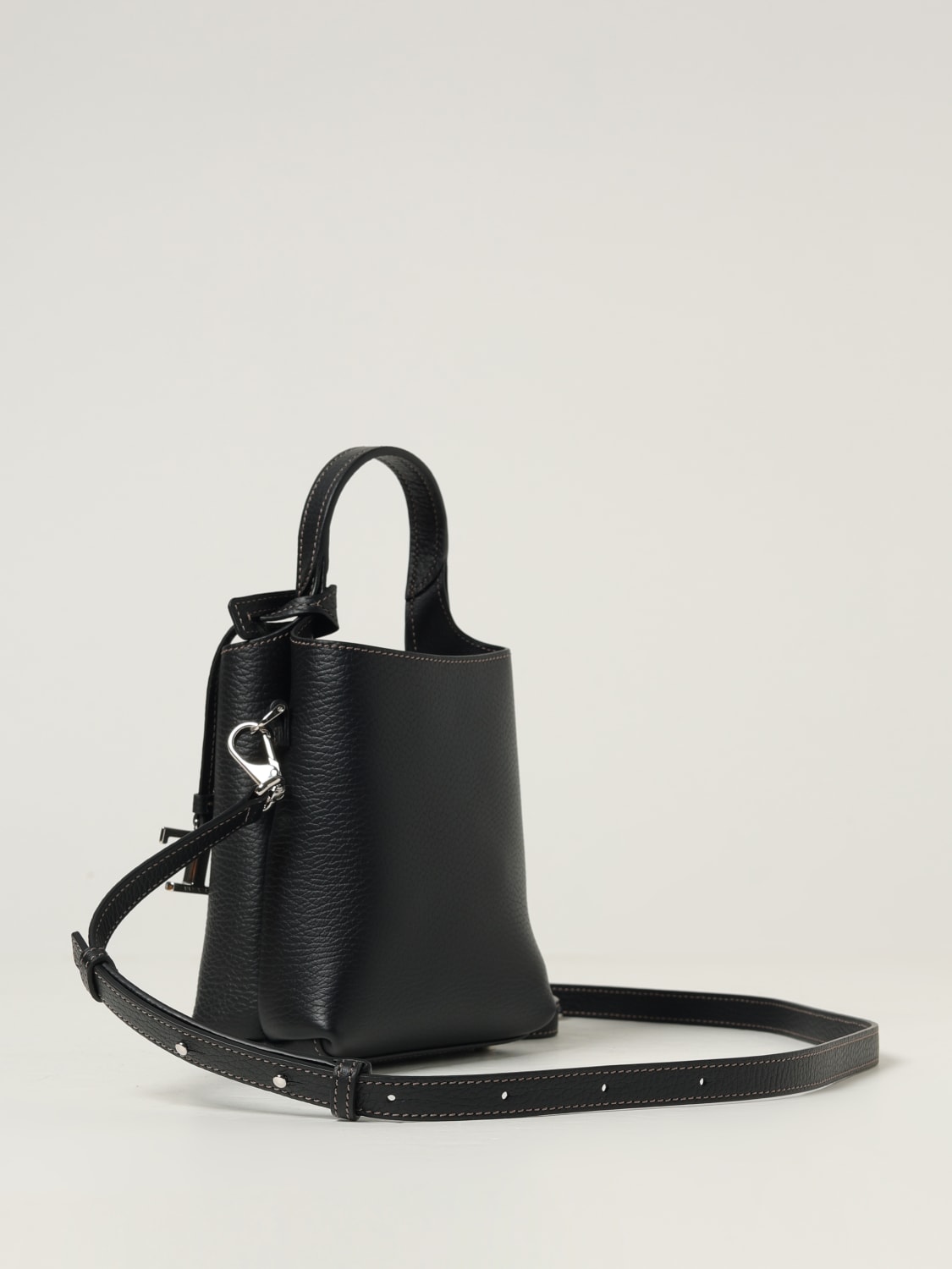 TOD'S BORSA MINI: Borsa a mano in pelle di vitello a grana Tod's, Nero - Img 2