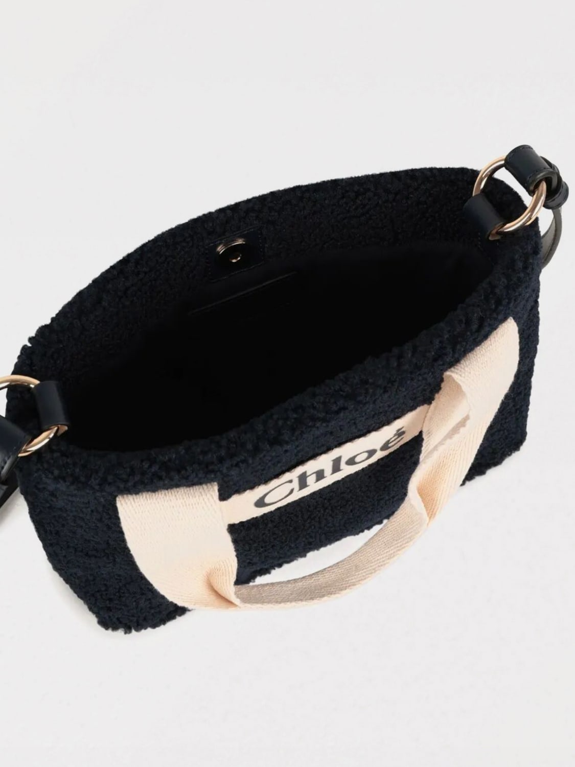 CHLOÉ BORSA: Borsa a mano Chloé teddy, Blue - Img 5