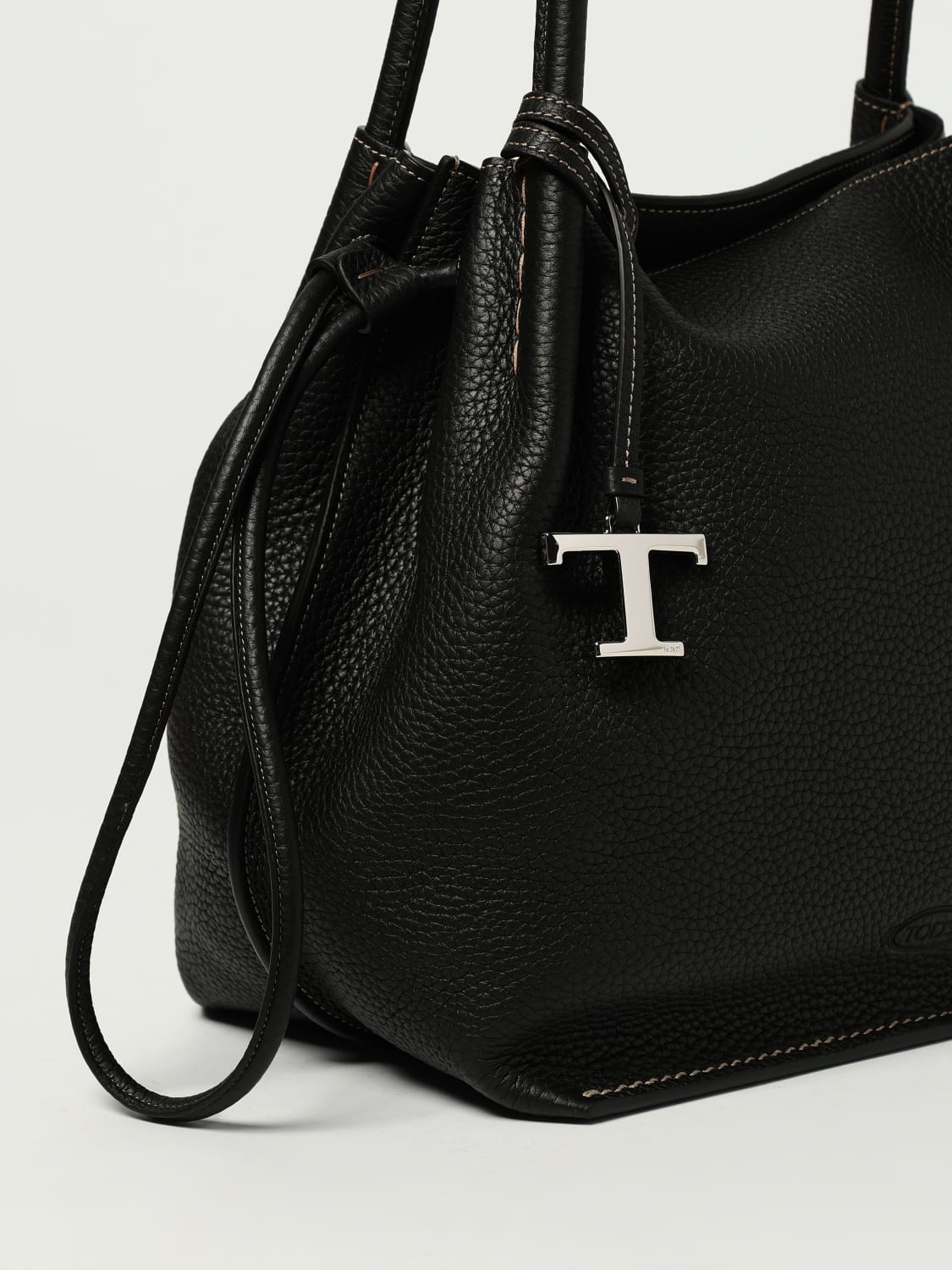 TOD'S BORSA A SPALLA: Borsa Tod's in pelle martellata , Nero - Img 3