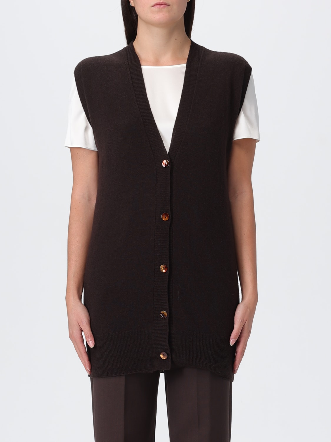 ALYSI WAISTCOAT: Waistcoat woman Alysi, Cocoa - Img 1
