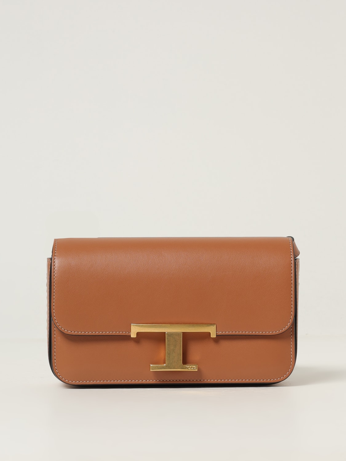 TOD'S BORSA A TRACOLLA: Borse a tracolla in pelle di vitello Timeless T Tod's, Marrone - Img 1