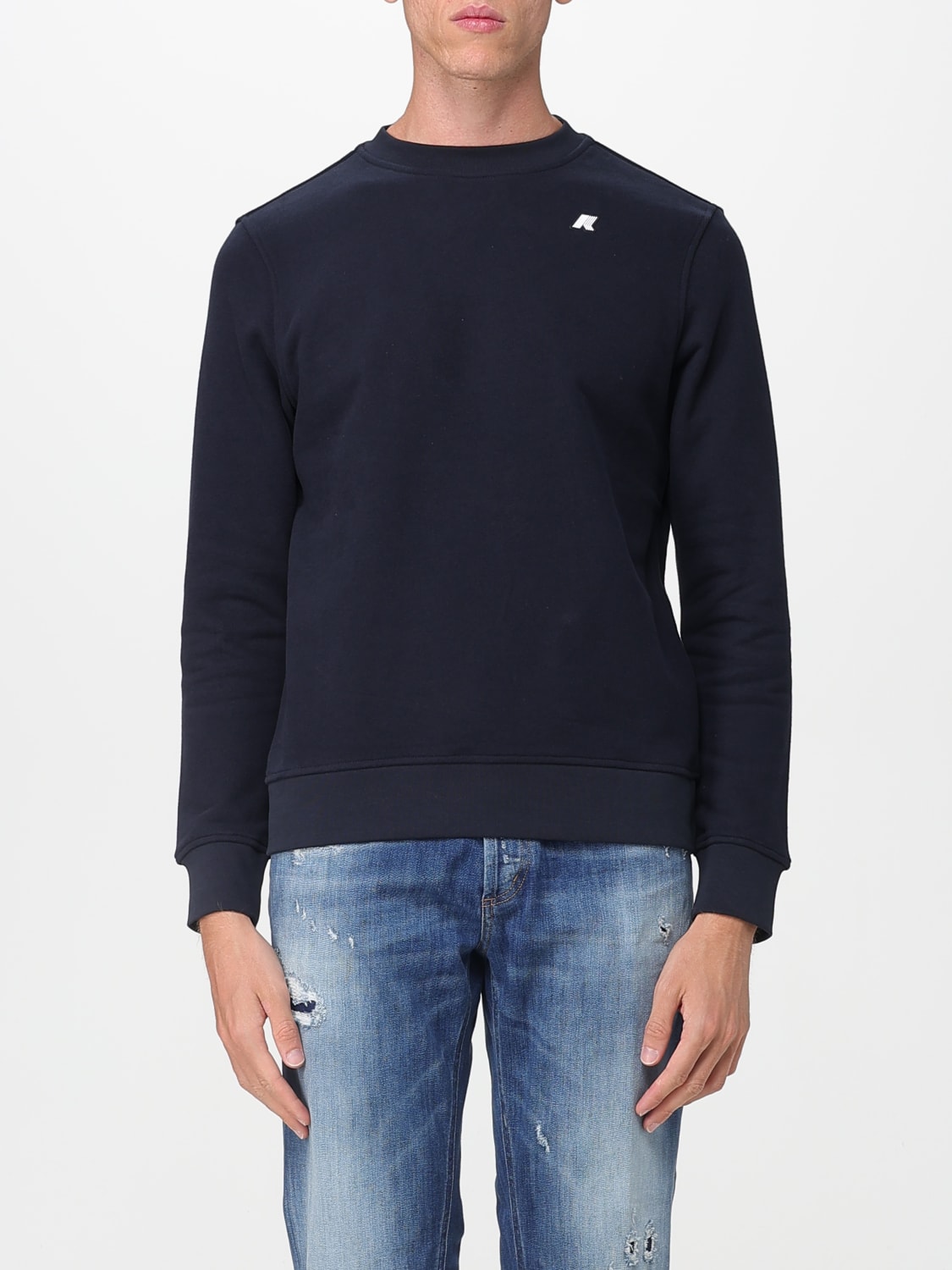 K-WAY FELPA: Pullover basic K-Way in cotone con logo , Blue - Img 1