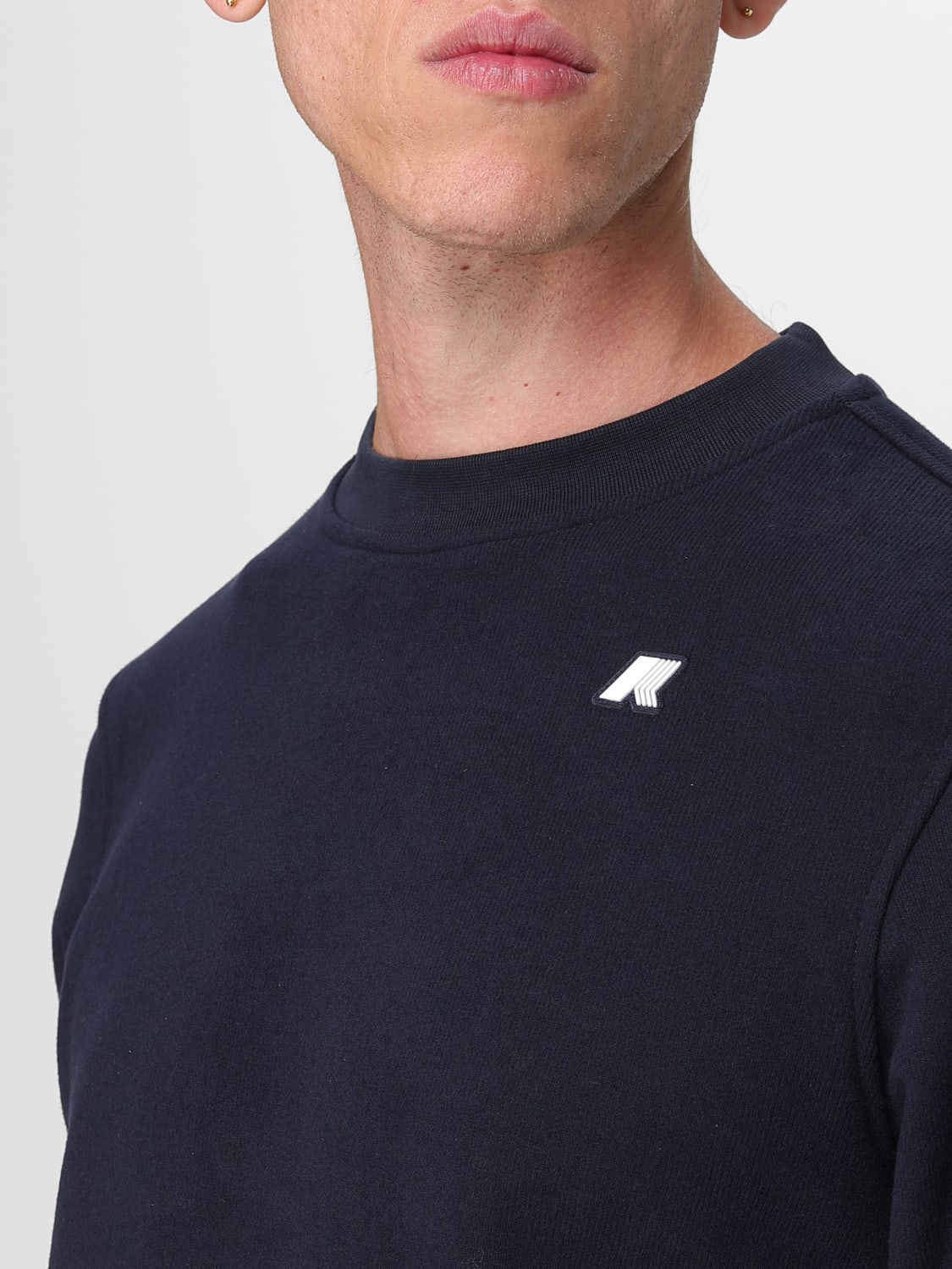 K-WAY FELPA: Pullover basic K-Way in cotone con logo , Blue - Img 3