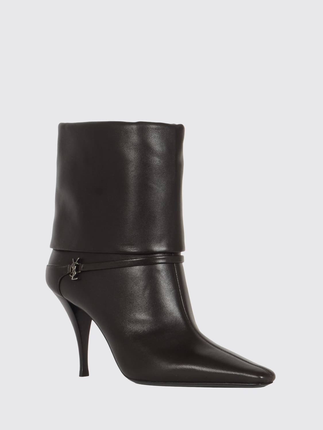 SAINT LAURENT BOOTS: Flat ankle boots woman Saint Laurent, Brown - Img 2