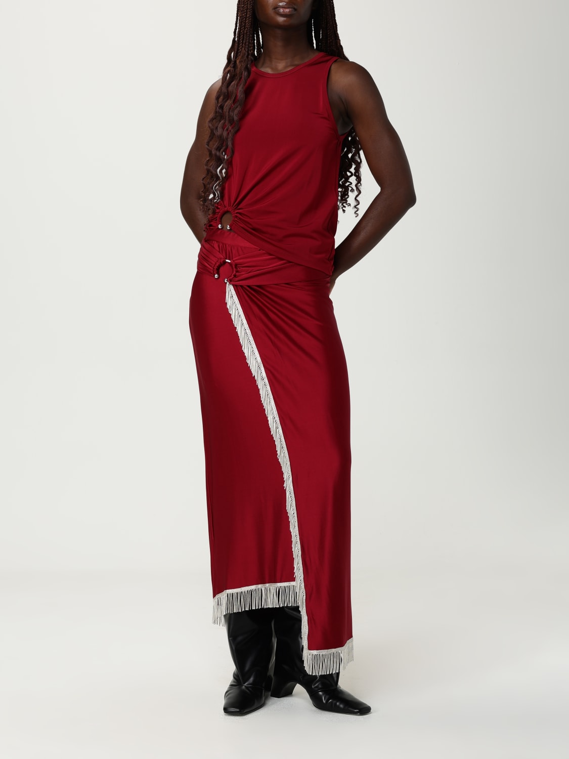 RABANNE JUPE: Jupe femme Rabanne, Rouge - Img 2