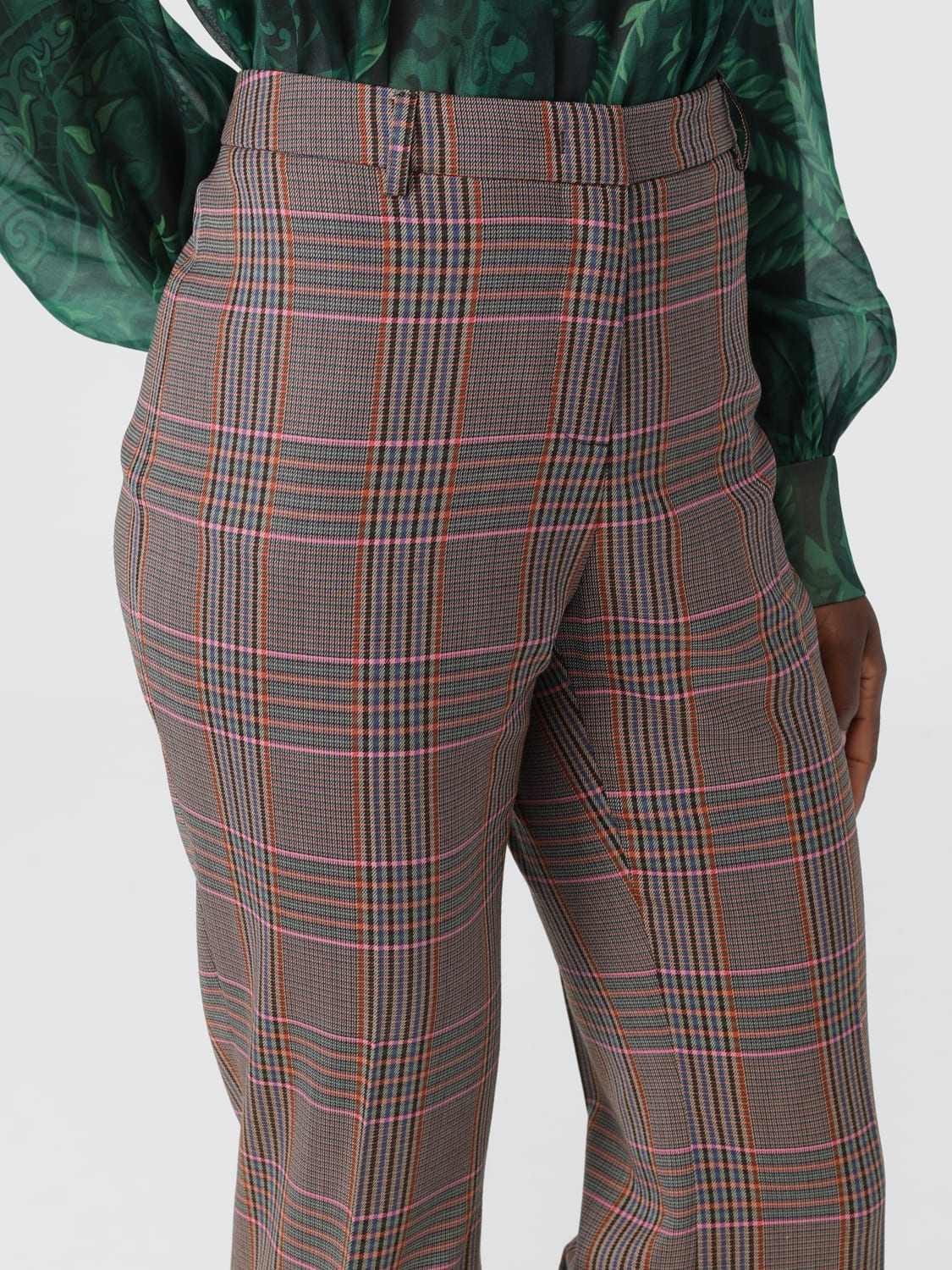 ETRO PANTALONI: Pantalone a zampa Etro in misto lana Principe di Galles , Fantasia - Img 5