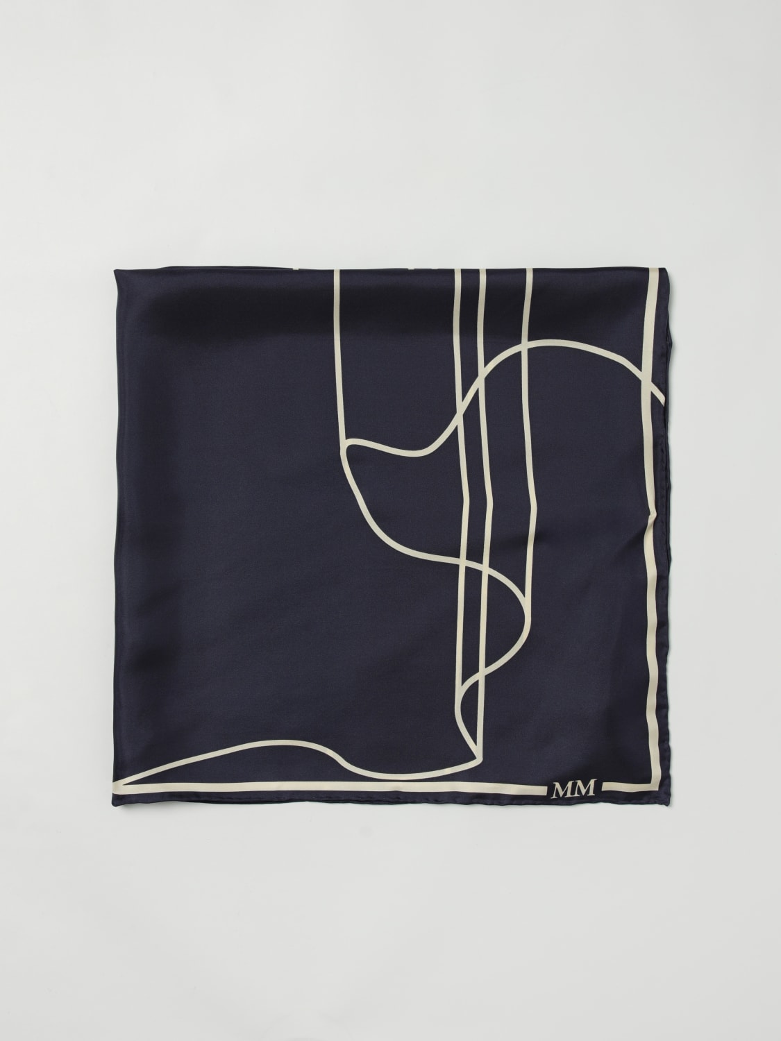 MM MAX MARA FOULARD: Foulard MM Max Mara in seta stampata , Blue Navy - Img 1
