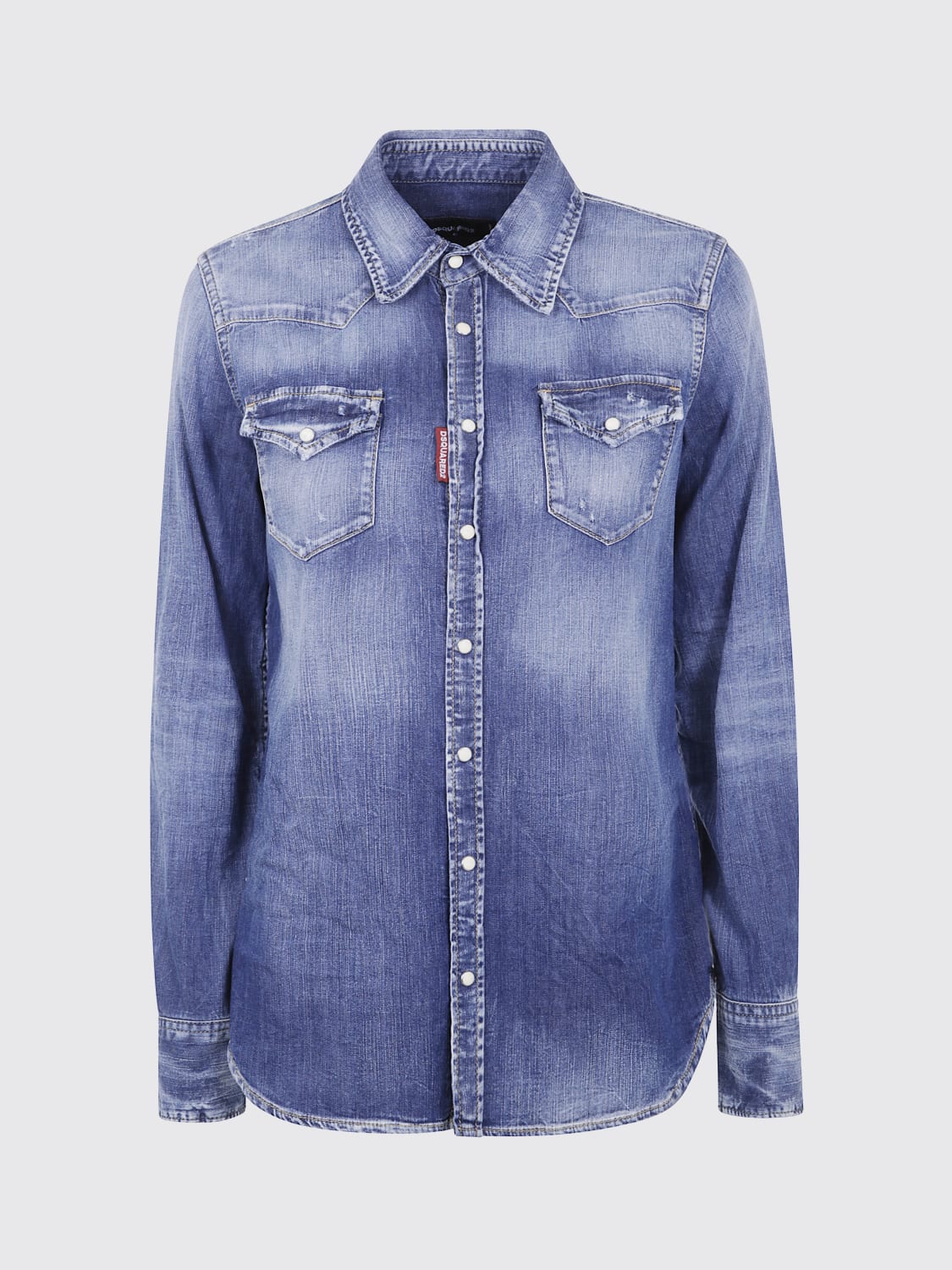 DSQUARED2 CAMICIA: Camicia casual Dsquared2 in denim stretch , Blue Navy - Img 1